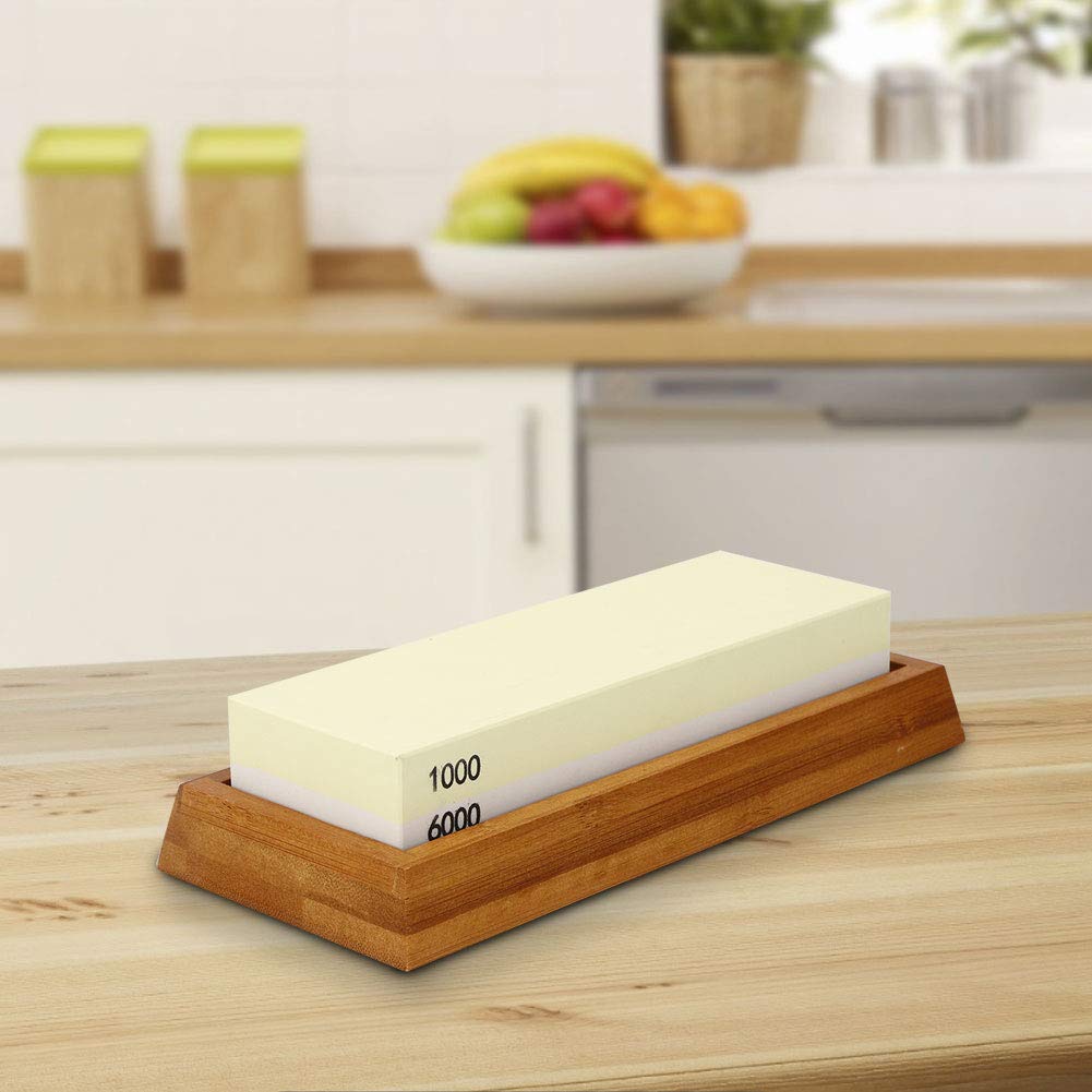 Hidyliu Pietra per Affilare i Coltelli a Doppia Faccia Grana 1000/6000 per Affilare la di Casa Corindone Bianco Naturale 7,1x2,4x1,2 Pollici