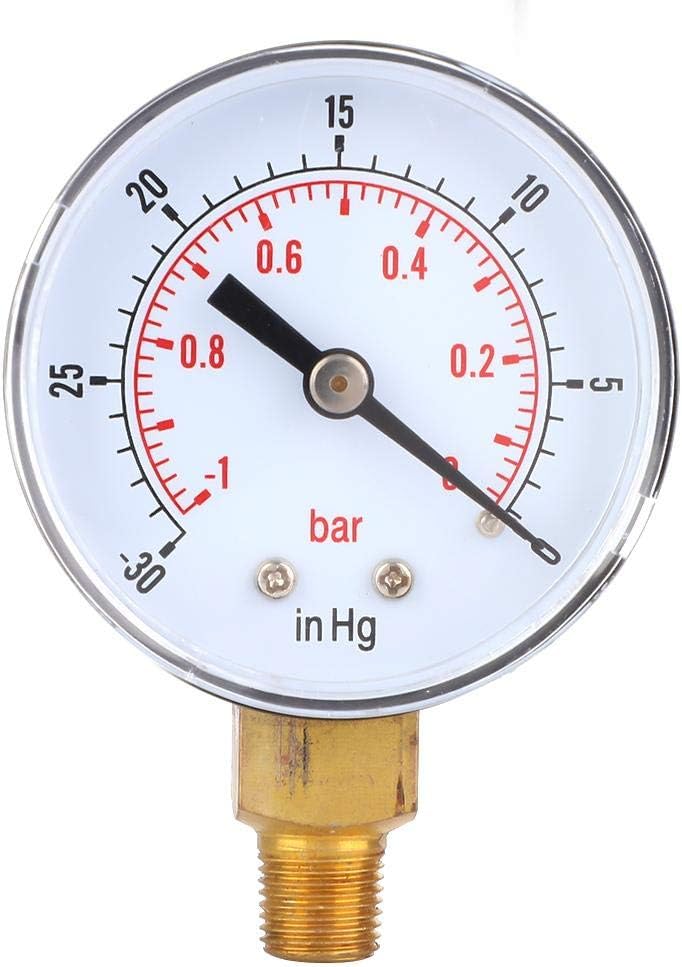 Regun Vacuum Gauge-Vacuum Gauge -1-0Bar -30-0inHg 50mm 1/8 BSPT Bottom Connection for Air Water Oil