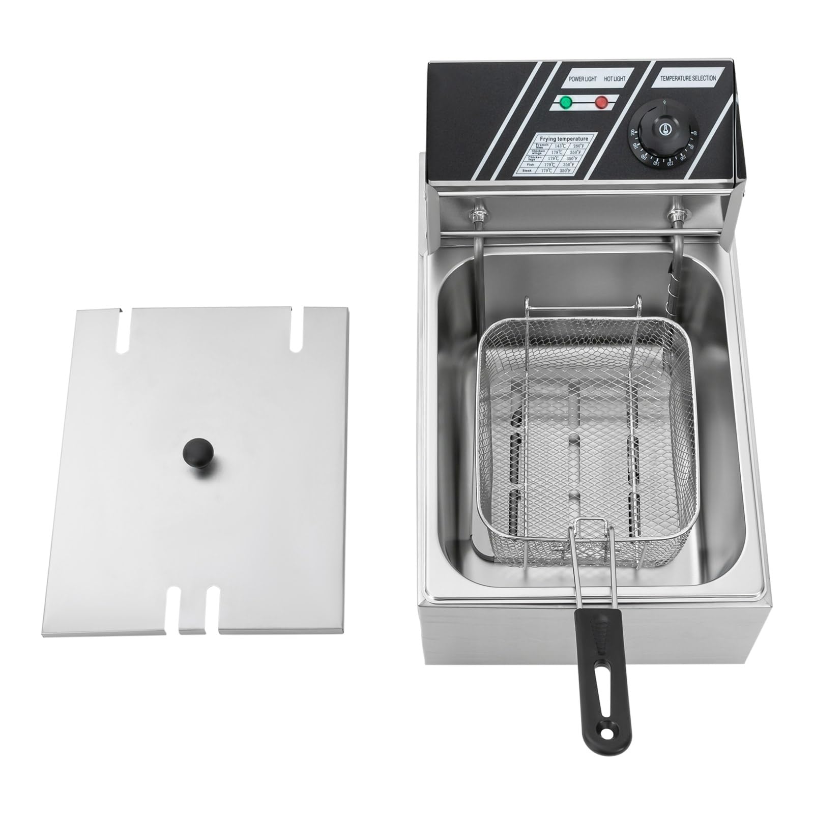 Freidora eléctrica comercial de acero inoxidable Gastro 6L Freidora profesional con cesta – 3000 W Freidora (termostato de 60 – 200 °C, calentamiento rápido, grifo de drenaje, protección contra