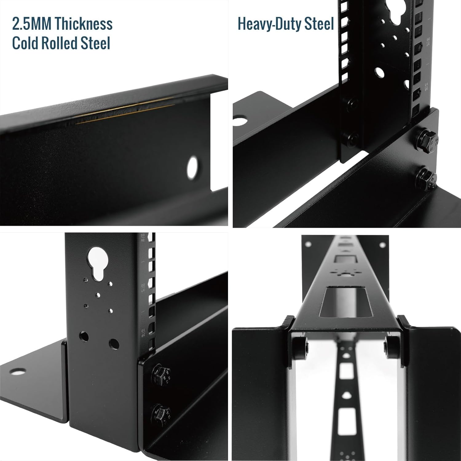 Tecmojo 38U 2-Post Open Frame Server Rack– 19" Network, Server, AV, Data & IT Equipment, Telecom & Patch Panel Mount, 1763 lbs Capacity, Black, Square Holes