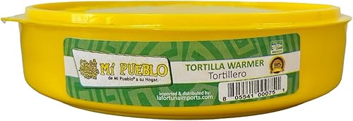 Mi Pueblo Calentador de tortilla de plástico, Tortillero de plastico 7.5 pulgadas (paquete de 1) (amarillo, pequeño)