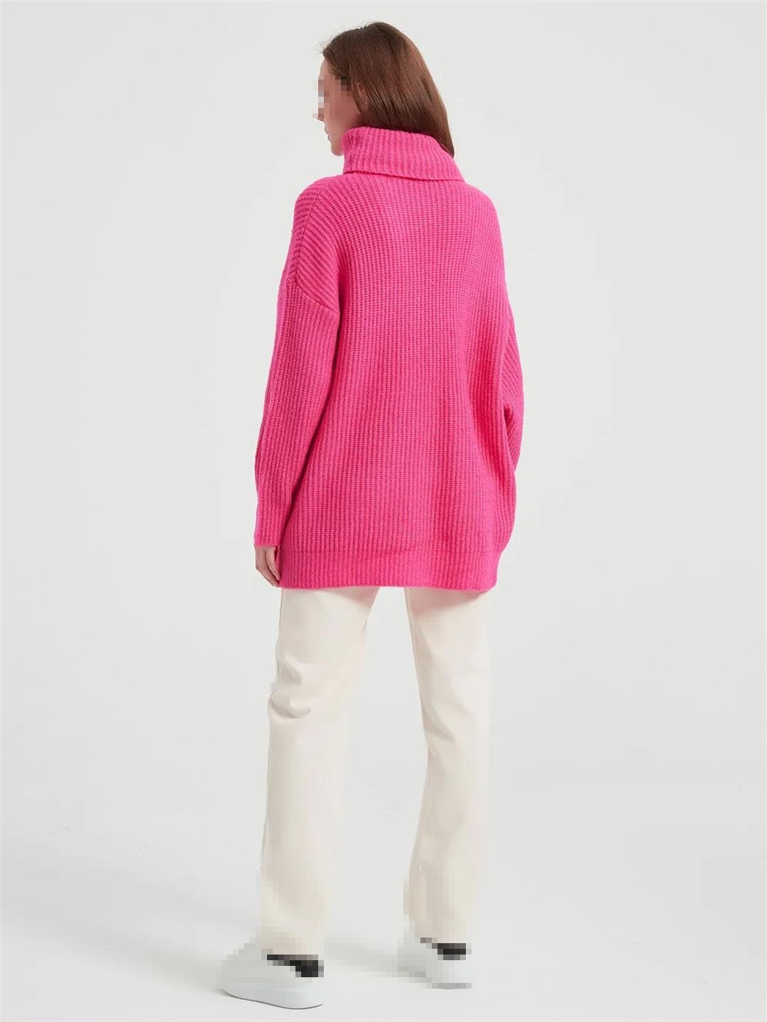 Maglione da donna a collo alto tinta unita pullover allentato maglione oversize top