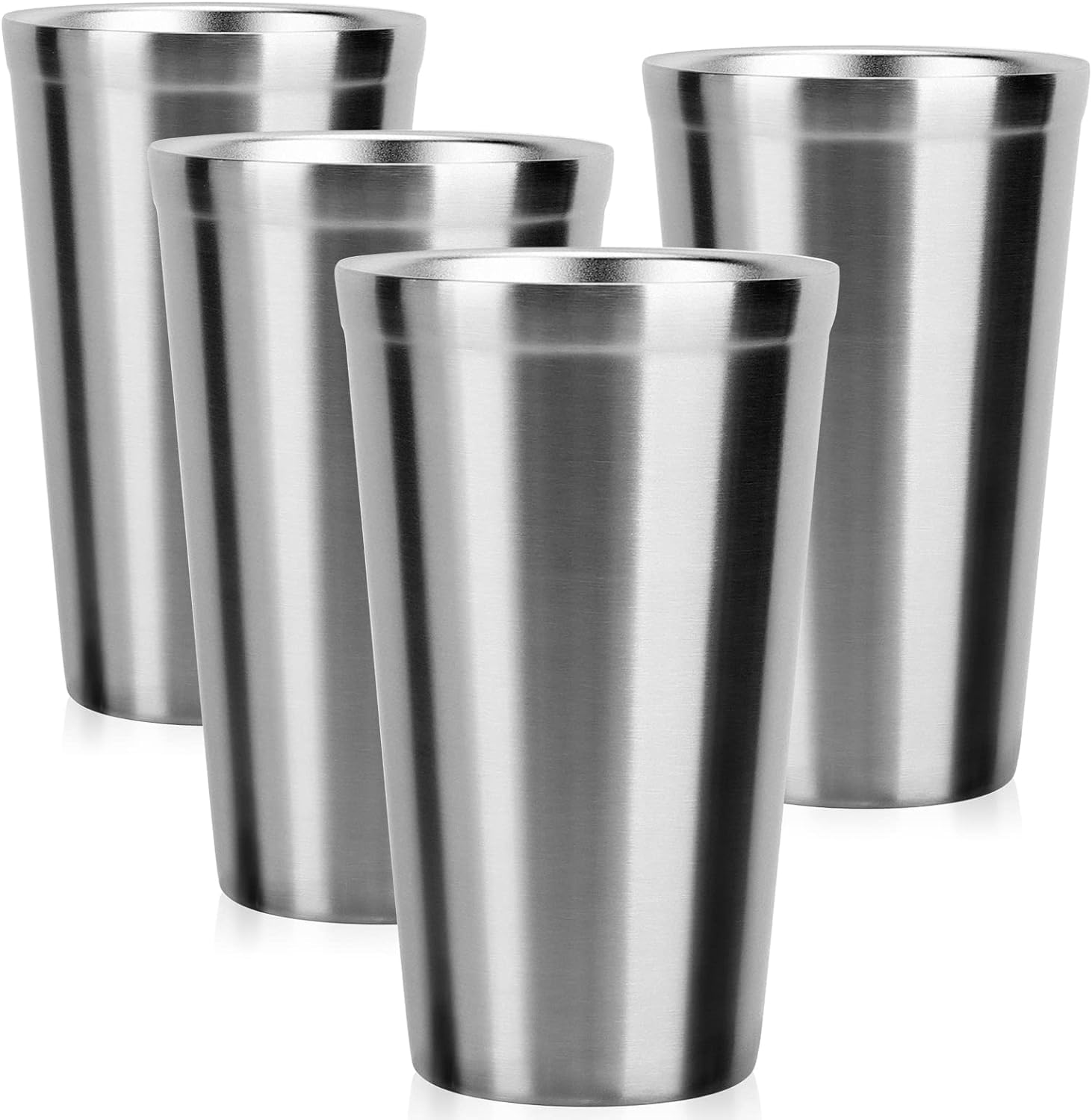 KXCFCYS Stainless Steel Cups 16 oz, 4 Pack Stainless Steel Tumbler Stackable Double Wall Vacuum Insulated Metal Drinking Glasses