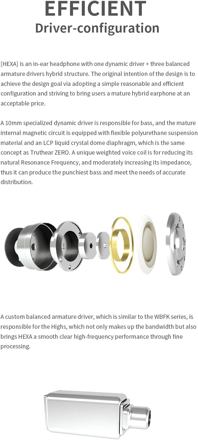 Fanmusic Truthear HEXA 1DD + 3BA Struttura ibrida PU + LCP Membrana del driver dinamico 0.78 Cavo 2Pin Espandibilità flessibile DLP Monitor auricolari Auricolari (HEXA) Fanmusic Truthear HEXA 1DD + 3BA Struttura ibrida PU + LCP Membrana del driver dinamico 0.78 Cavo 2Pin Espandibilità flessibile DLP Monitor auricolari Auricolari (HEXA)