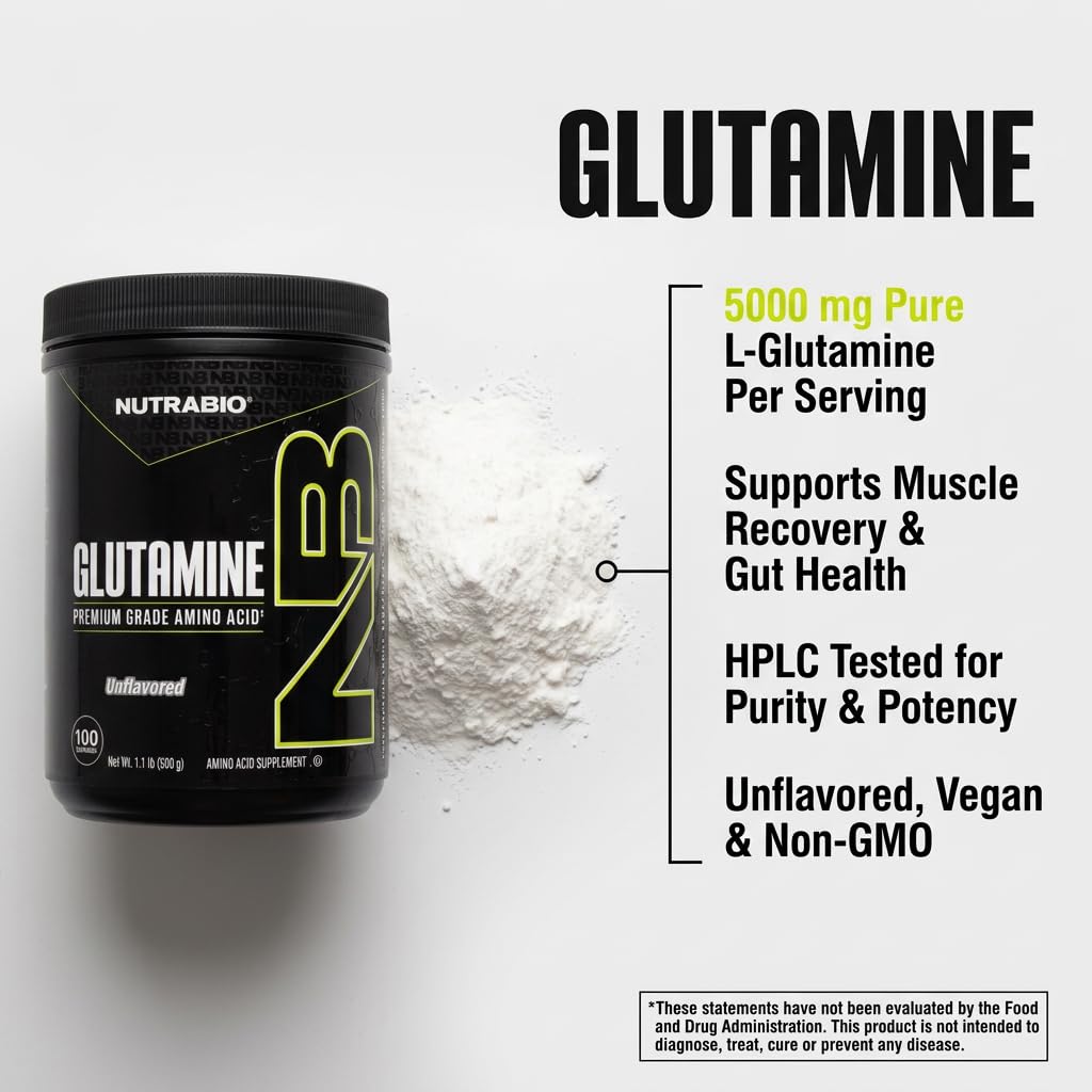 NutraBio Pure L-Glutamine Powder, 100 Servings L-Glutamine Supplement, Amino Acid, Pure Grade, Glutamina, Absolutely no Additives, Fillers or Excipients, Muscle Recovery Supplement - (500 Grams) — Amazon image 4