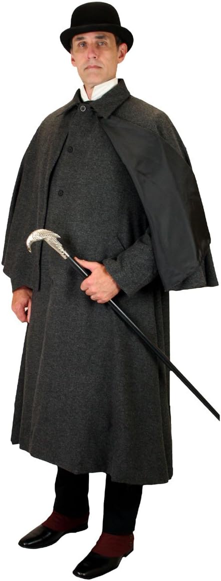 Historical Emporium Men's Herringbone Tweed Inverness Dress Coat