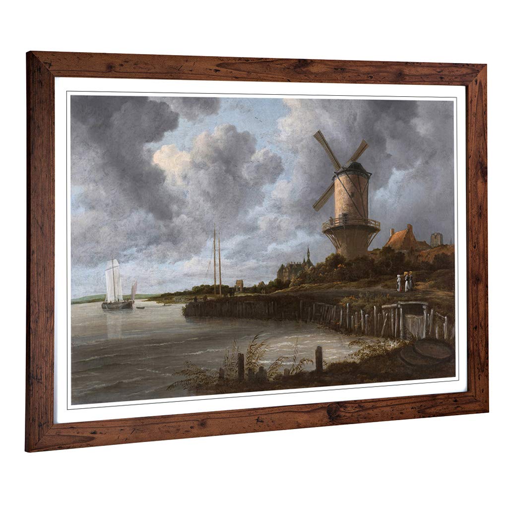 Big Box Art Framed Print of Jacob Ruisdael The Windmill Design | Wall Art Picture | Home Decor for Kitchen, Living, Dining Room, Bedroom, Hallway, Office, Walnut, A2 / 24.5x18 Inch / 62x45cm