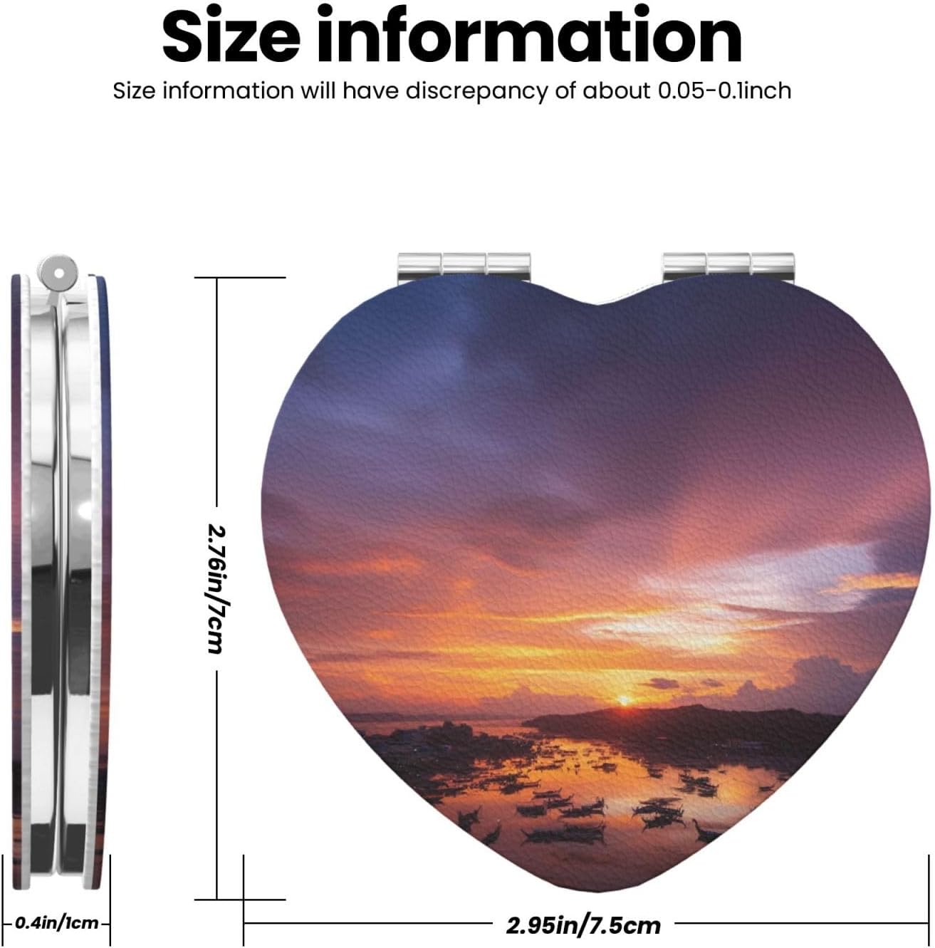 Beautiful Sunset at Thailand Compact Mirror for Purse, Pu Leather Travel Makeup Mirror with 2X/1X Magnification, Foldable Cosmetic Mirrors, Portable Small Handheld Beauty Mirror for Woman Girls image 3