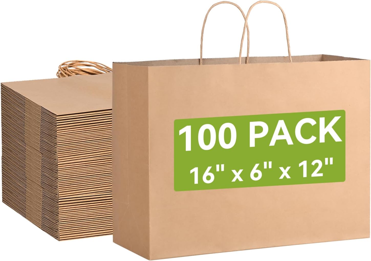 Brothersbox Large Brown Paper Bags with Handles 100PCS,...