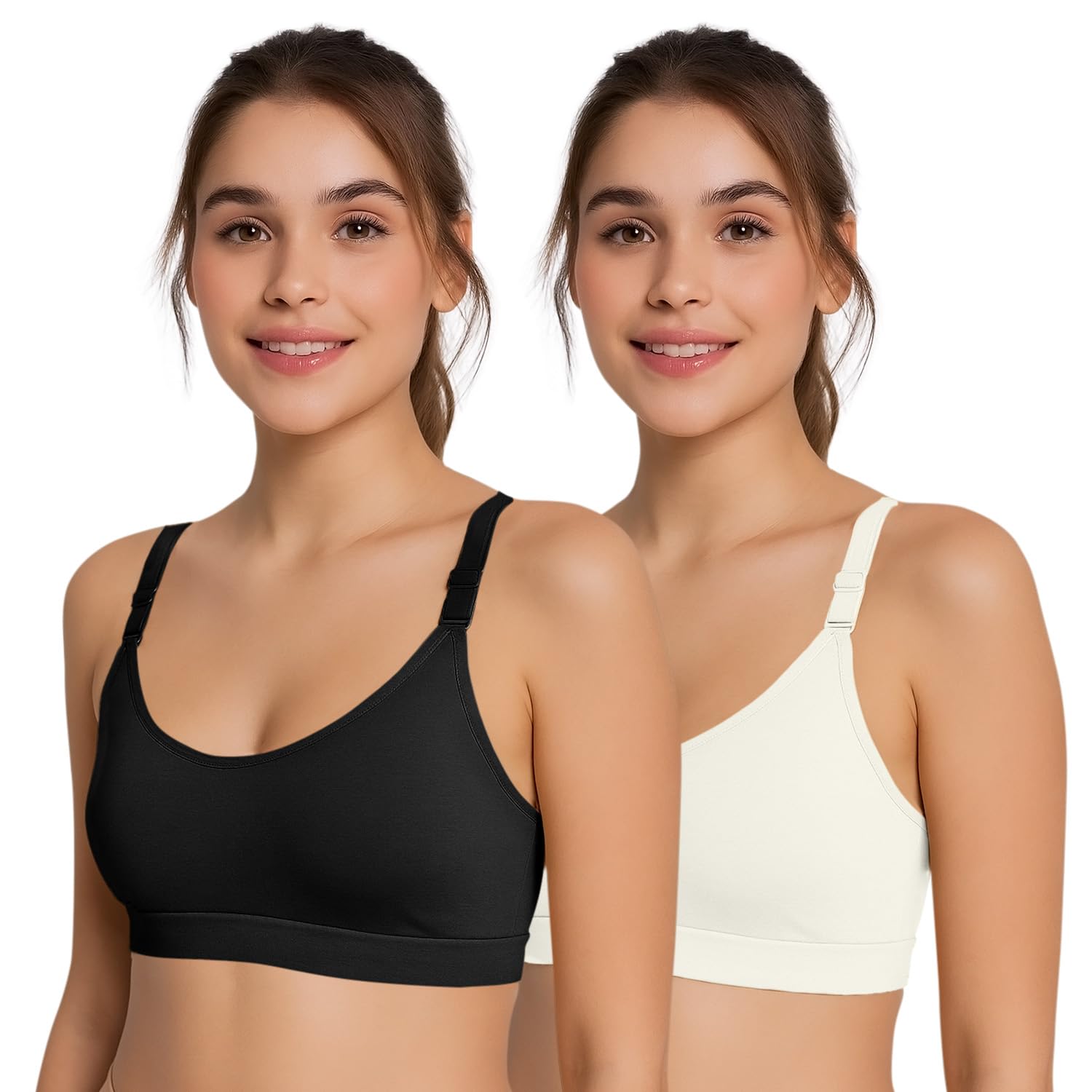 Seamless Breathable, Supportive, and Wire-Free Full Coverage Easy to Slip on Sports Bra Pack of 2-image-40