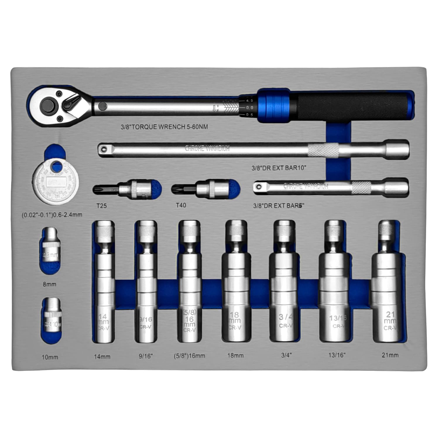 ZKTOOL 15 szt., uniwersalny magnetyczny klucz do świec zapłonowych, 14 mm, 16 mm, 18 mm, 21 mm, 9/40.6 cm, 5/20.3 cm, 3/10.2 cm i 13/40.6 cm narzędzia do usuwania świec zapłonowych, zawiera klucz