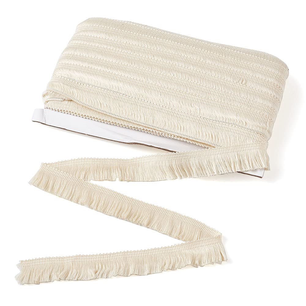 Bestewelry 25 m frangia nappa Trim poliestere frangia Trim pizzo nappa per cucire abiti abiti abbellimento cuscino decorazioni per la casa, lino