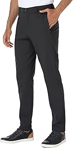 PULI Golf Pants Men Stretch Classic Fit Dress Casual Work Hiking Tapered Waterproof Pants with Pockets
