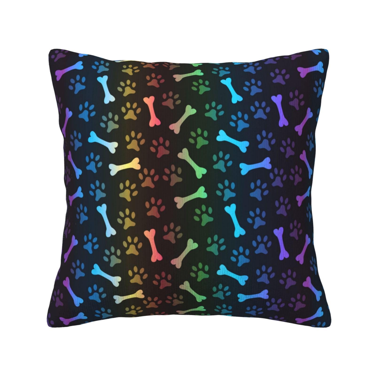 Housse coussin pattes chien arc-en-ciel pour égayer le canapé du salon