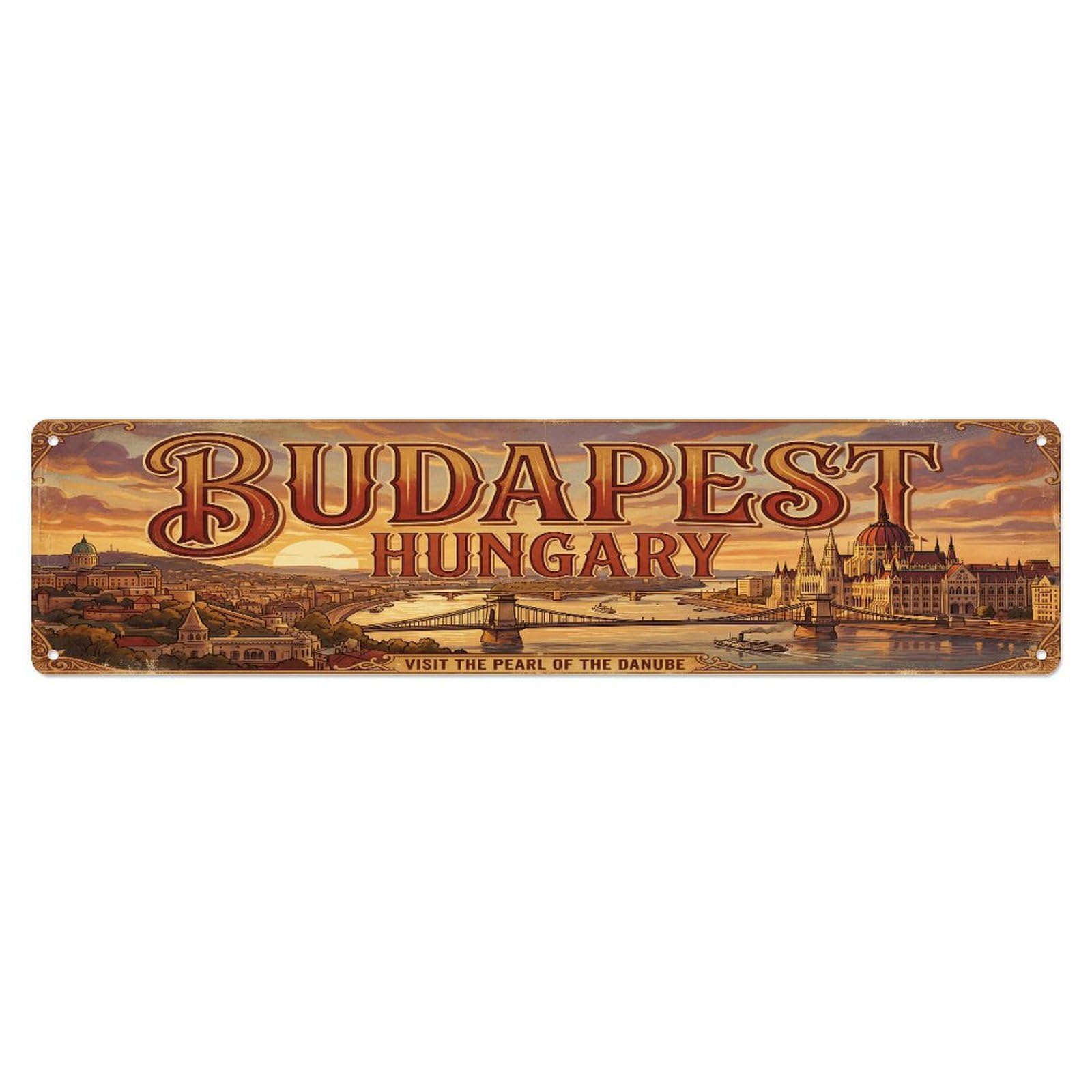 Tgrcjimh Style Metal Tin Sign Travel Budapest Hungary Retro