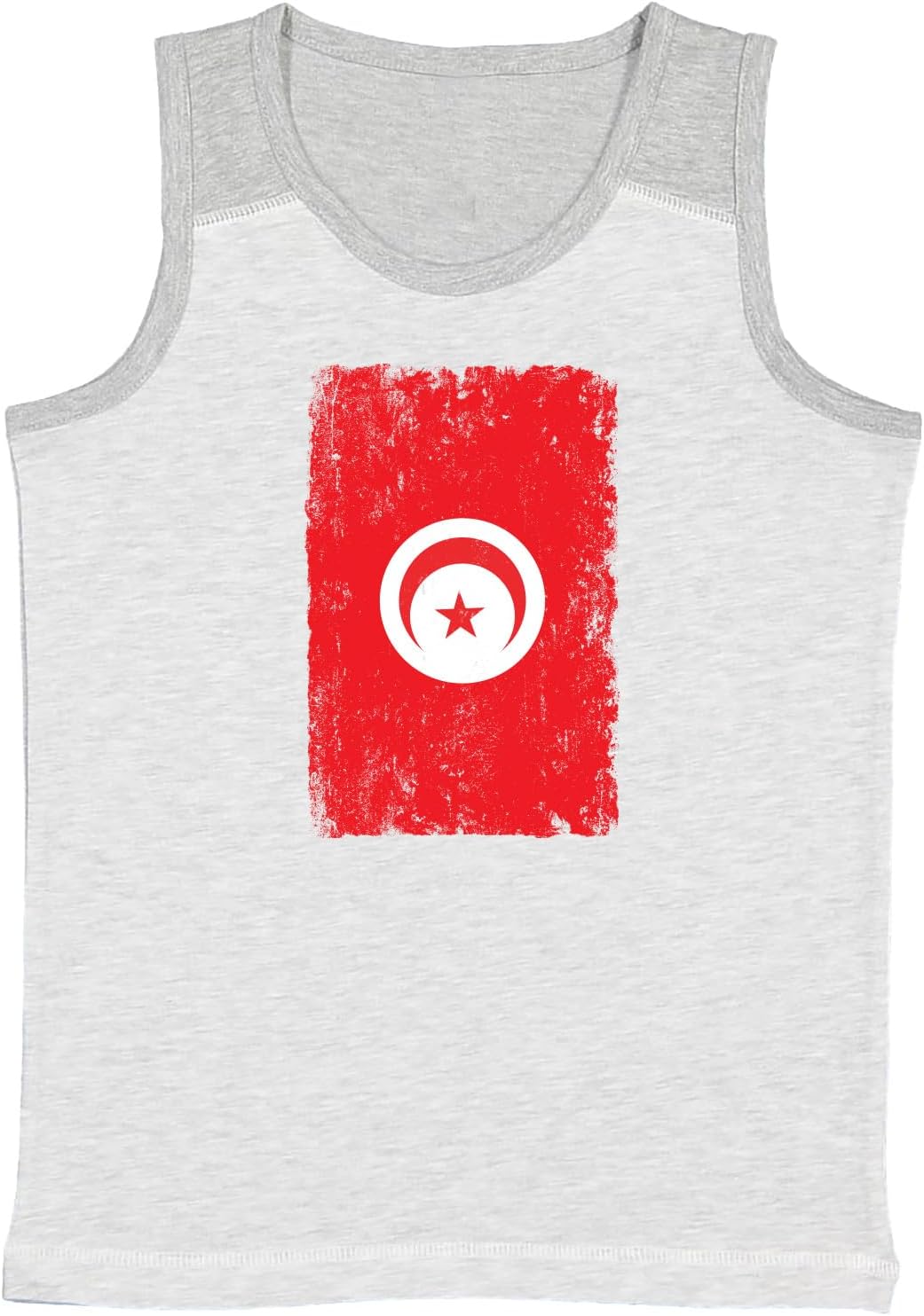 Tcombo Big Distressed Tunisia Flag Country Youth Contrast Back Tank Top
