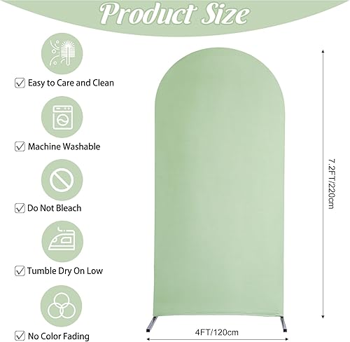 Miniatura 2 de Cubierta de arco de boda ajustable de elastano de 7.2 pies, cubierta de fondo de arco verde salvia, cubierta de fondo redonda para boda, fiesta de