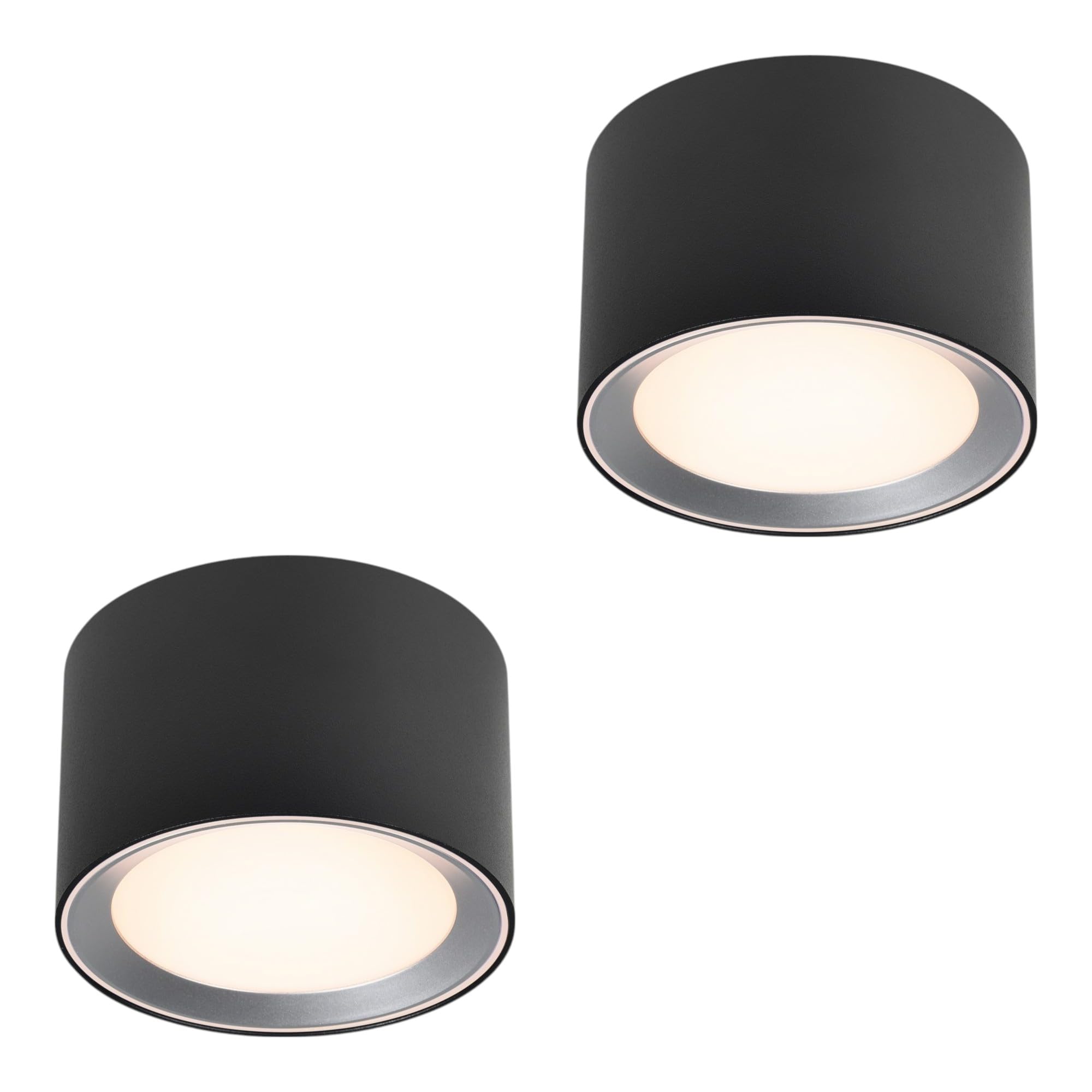 Nordlux Landon Smart Deckenleuchten 2er-Set Schwarz – IP44 App-Steuerung, Dimmbar & Tunable White (2700-6500K), Flaches Design für Bad, Küche & Flur – Jetzt Günstiger im Doppelpack!