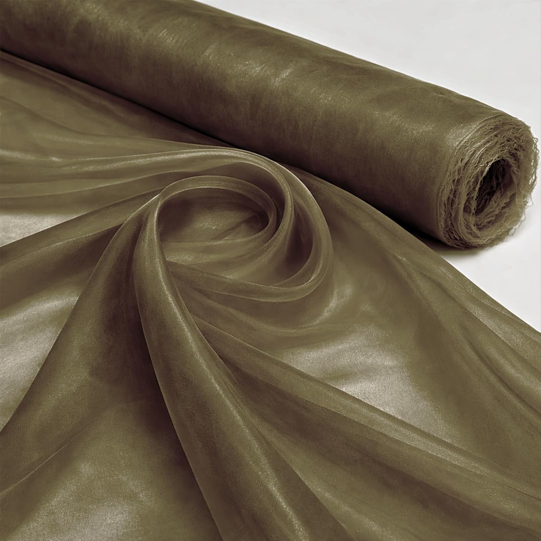 Beige 5 Meter Pack Plain Sheer Lightweight Organza Voile Drape Curtain, Wedding, Chair Sash Fabric 150cm Wide