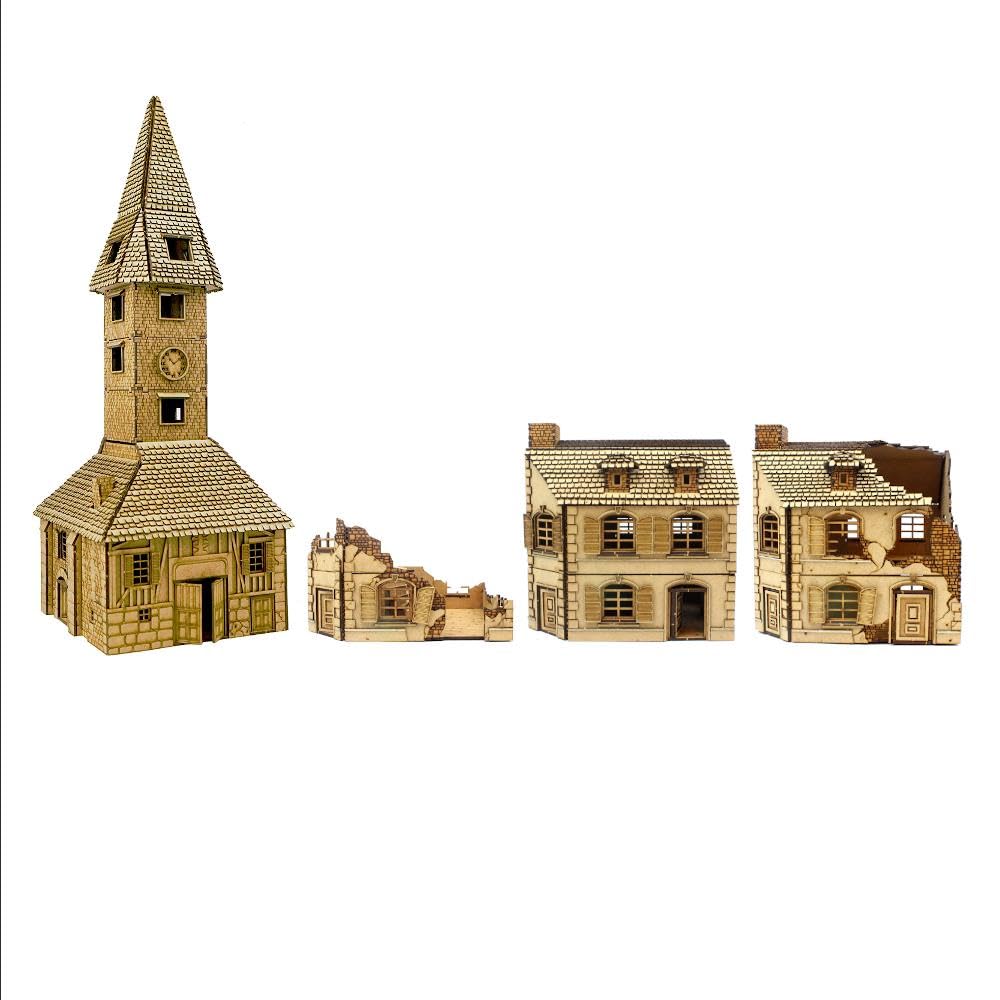 WWGaming Normandy Buildings | Set of 4 | WGSH-006 - Tabletop Wargaming Scenery