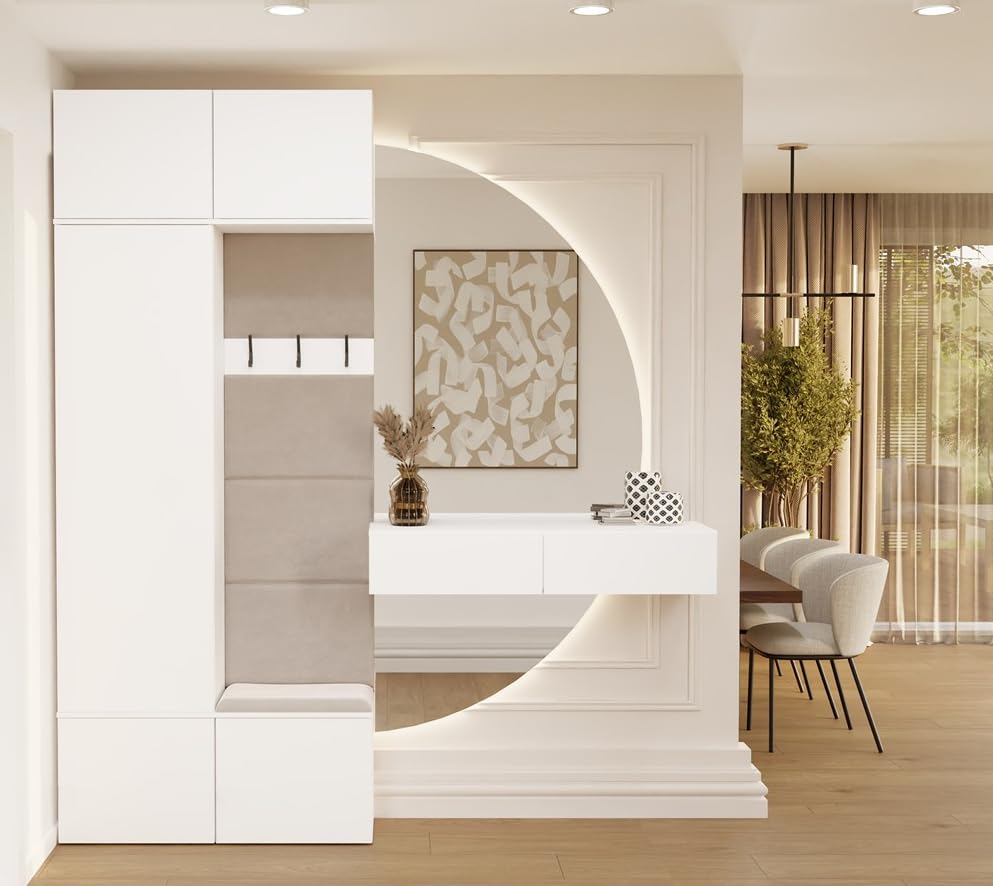 BDW HAGA II 1SZ1W - Set di armadi, panchina, altezza 238 cm, larghezza 100 cm, profondità 35 cm, modulare, corridoio, scarpiere e giacche