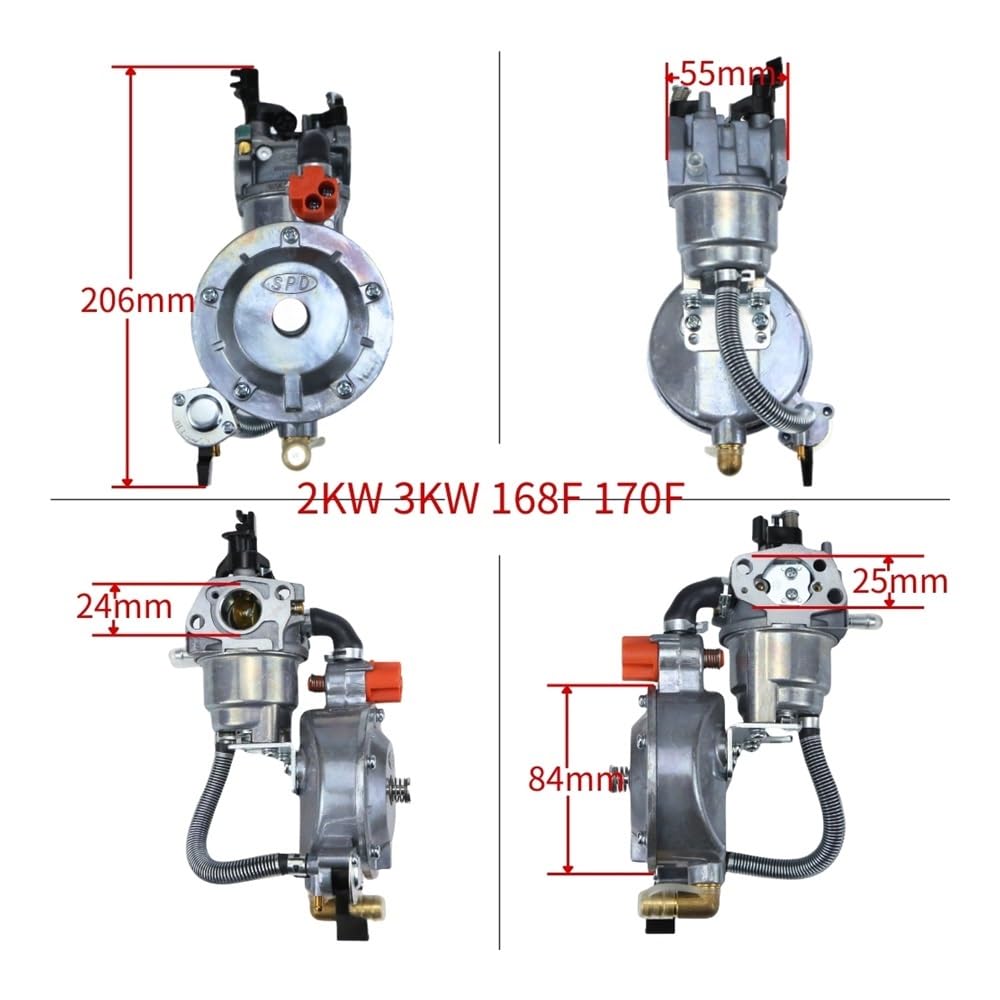Ajuste for 2KW 3KW 168F 170F GX160 6,5 HP generador de combustible Dual LPG 168 carburador Manual NG