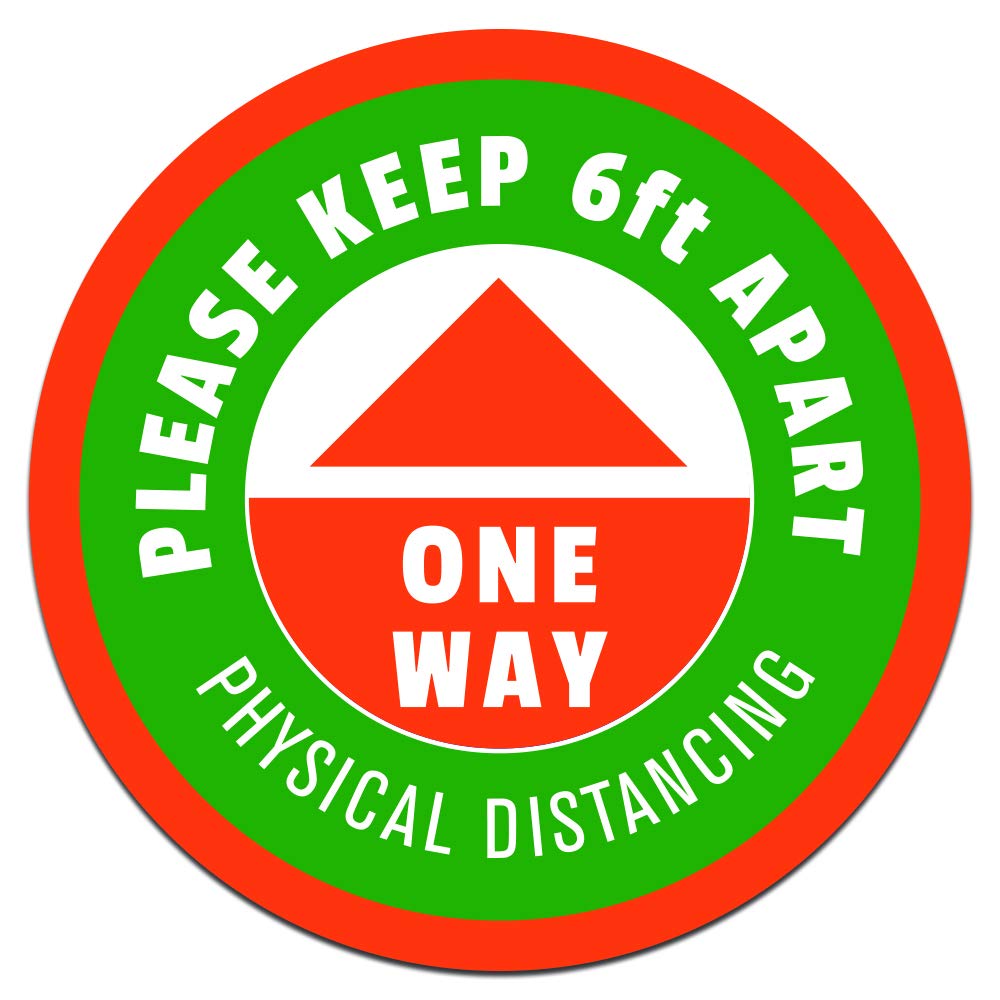 (10") Pack of 15. Physical Distancing, One Way Arrow Safety Floor Decal