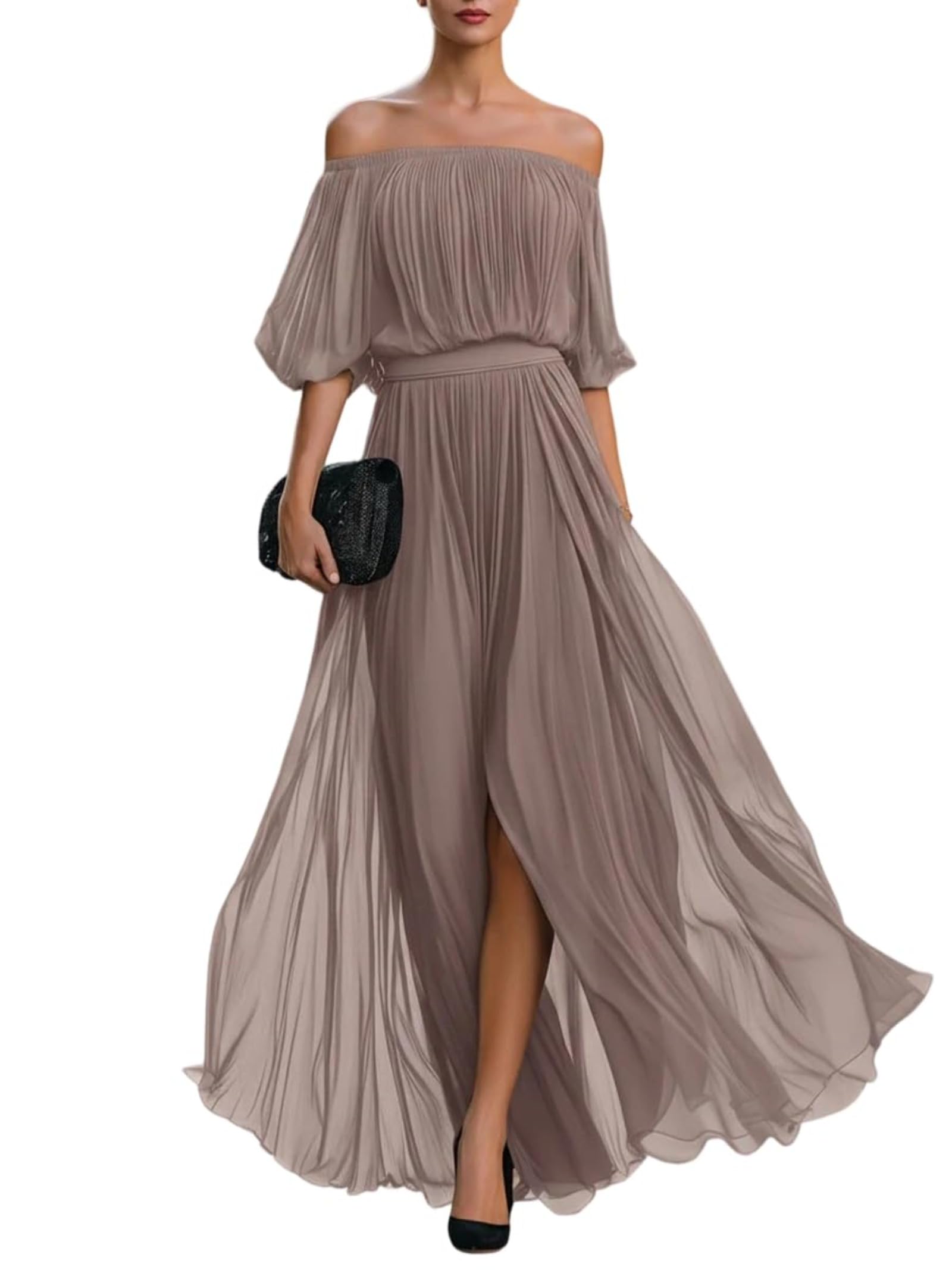 Abiti estivi da donna con spalle scoperte Flowy A Line Maxi abiti lunghi