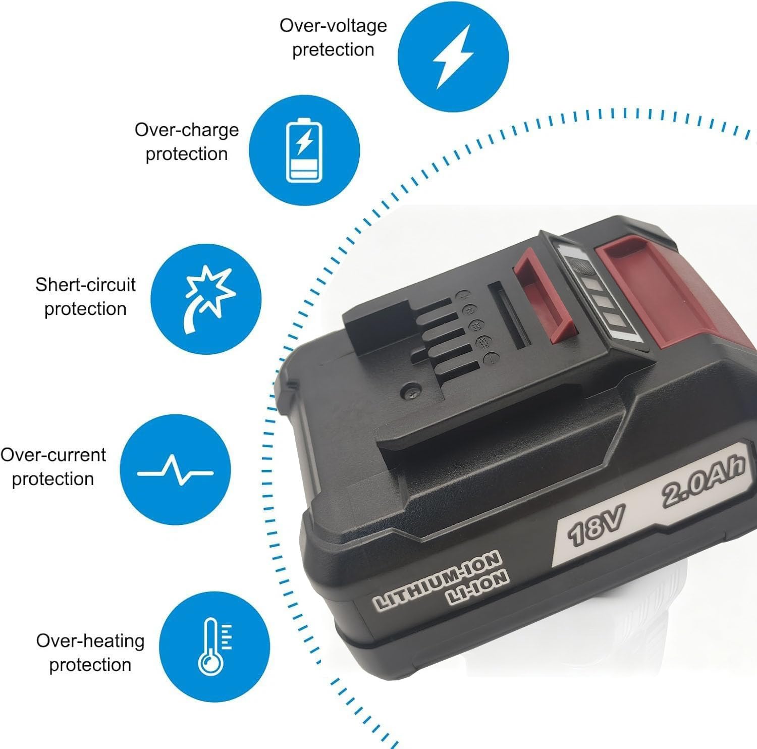 2 batterie agli ioni di litio da 18 V, 2,0 Ah, compatibili con Einhell serie Power X-Change da 18 V, con indicatore LED, adatte per tutti i dispositivi Power X-Change