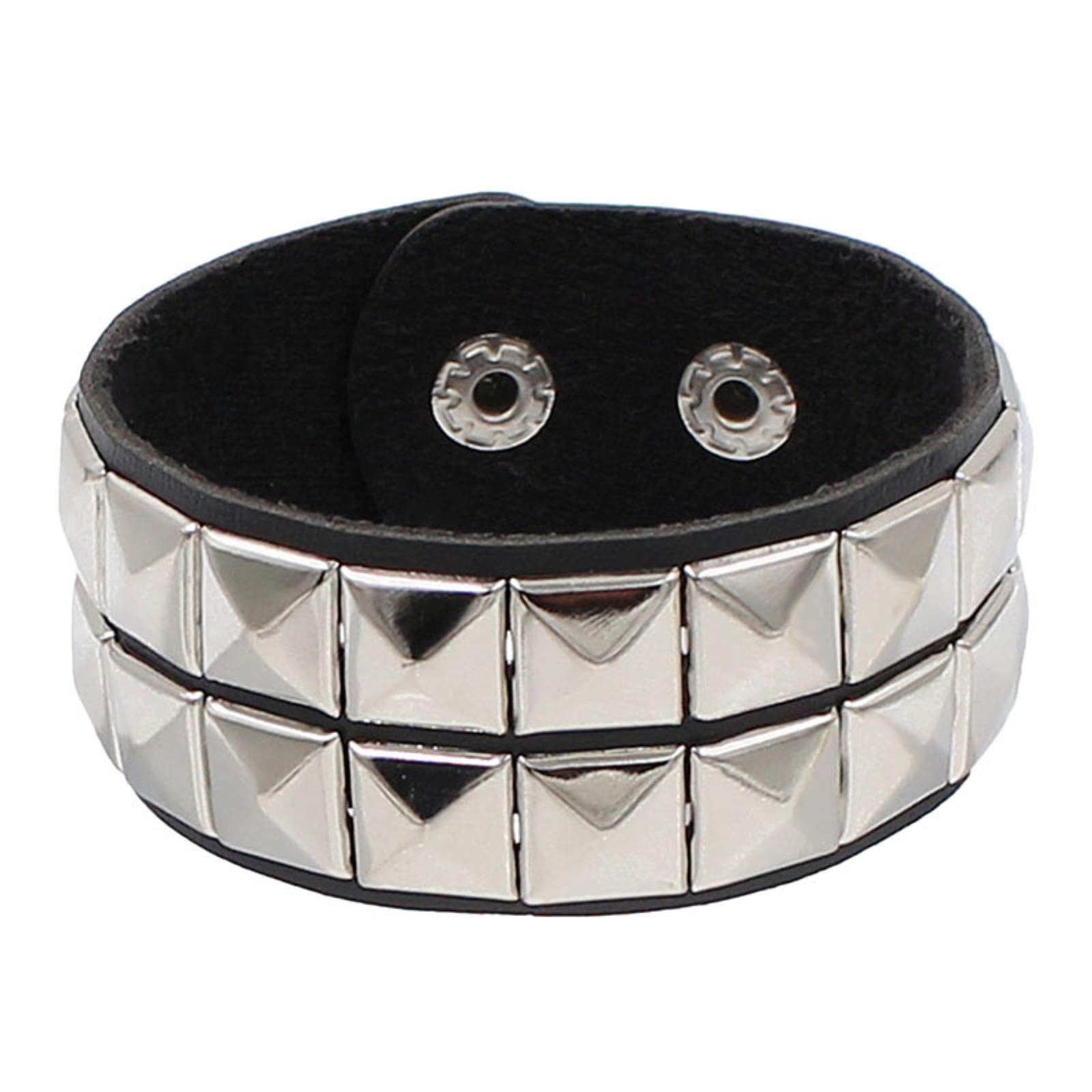 Bracciale Cuoio Uomo Bracciale In Pelle Nera Con Croce E Rivetti