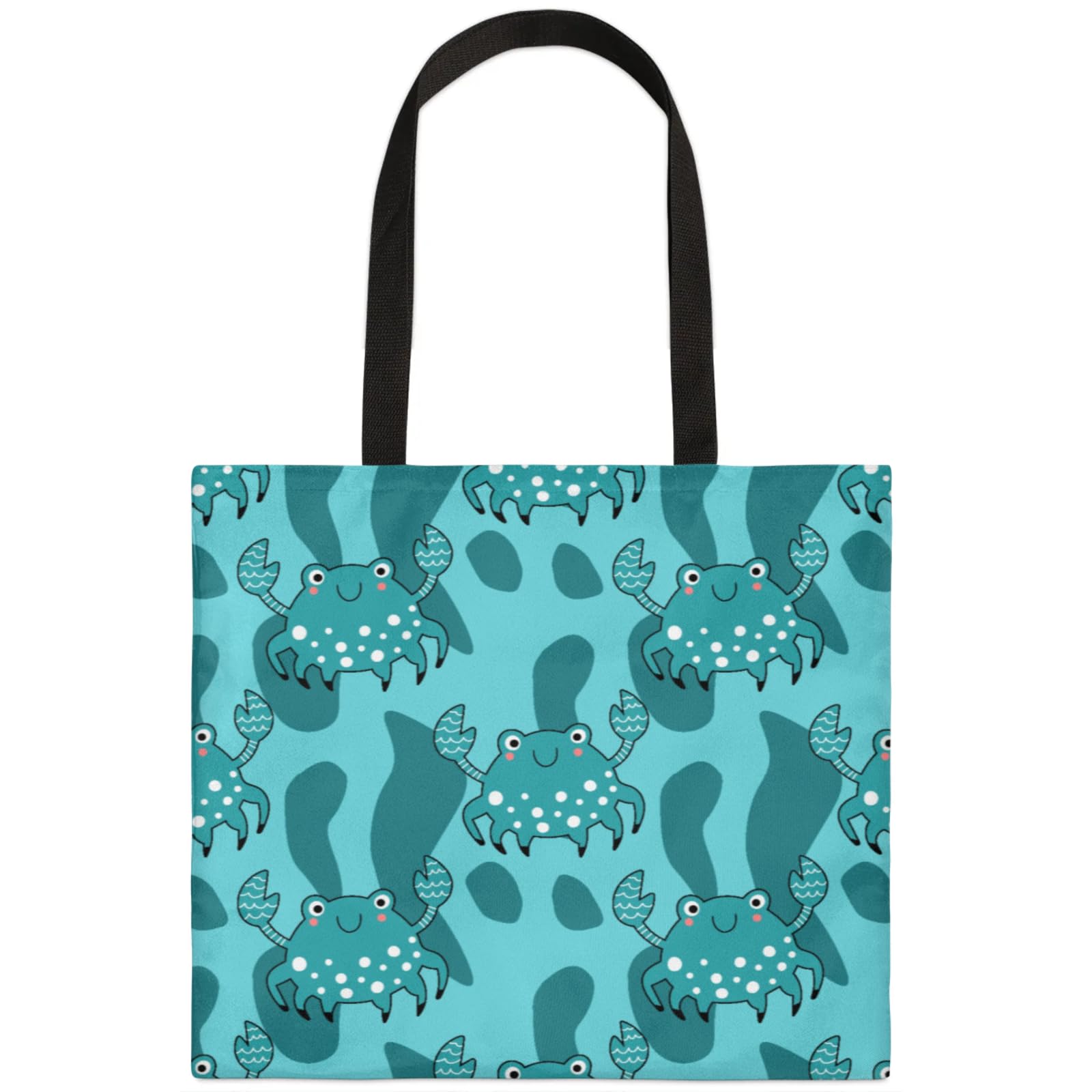 Mularoka Crabs Square Canvas Tote Bag Top Handle Purses Stylish Women Canvas Shoulder Tote Bags Reusable Handbags for Work Travel Picnic Beach Shopping Gym Hiking