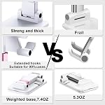 Phone Holder for Desk,Cell Phone Stand Adjustable Cellphone Stand for Desk Tablet Stand Height Angle Adjustable Stand Enhanced Stability (White, 1Pack) | for thick cases; Under 12" Tablets, e-readers; Folds flat; Anti-slip; Weighted base
