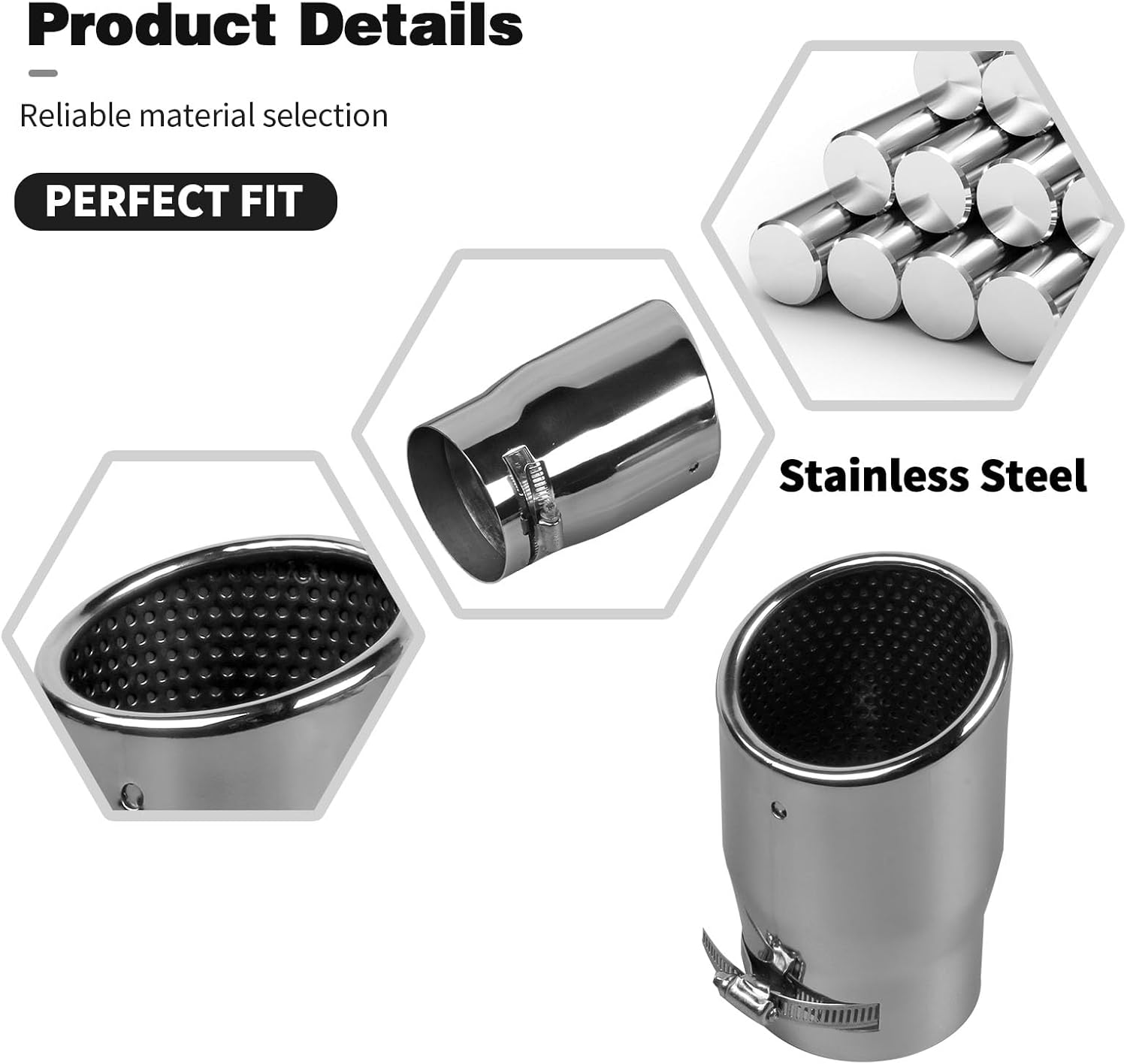 Exhaust Tip Stainless Steel Car Tail Pipe Tip Compatible with Ford Bronco 2021 2022 2023 2024 Exterior Accessory (Stainless Steel,1Pcs/Set)