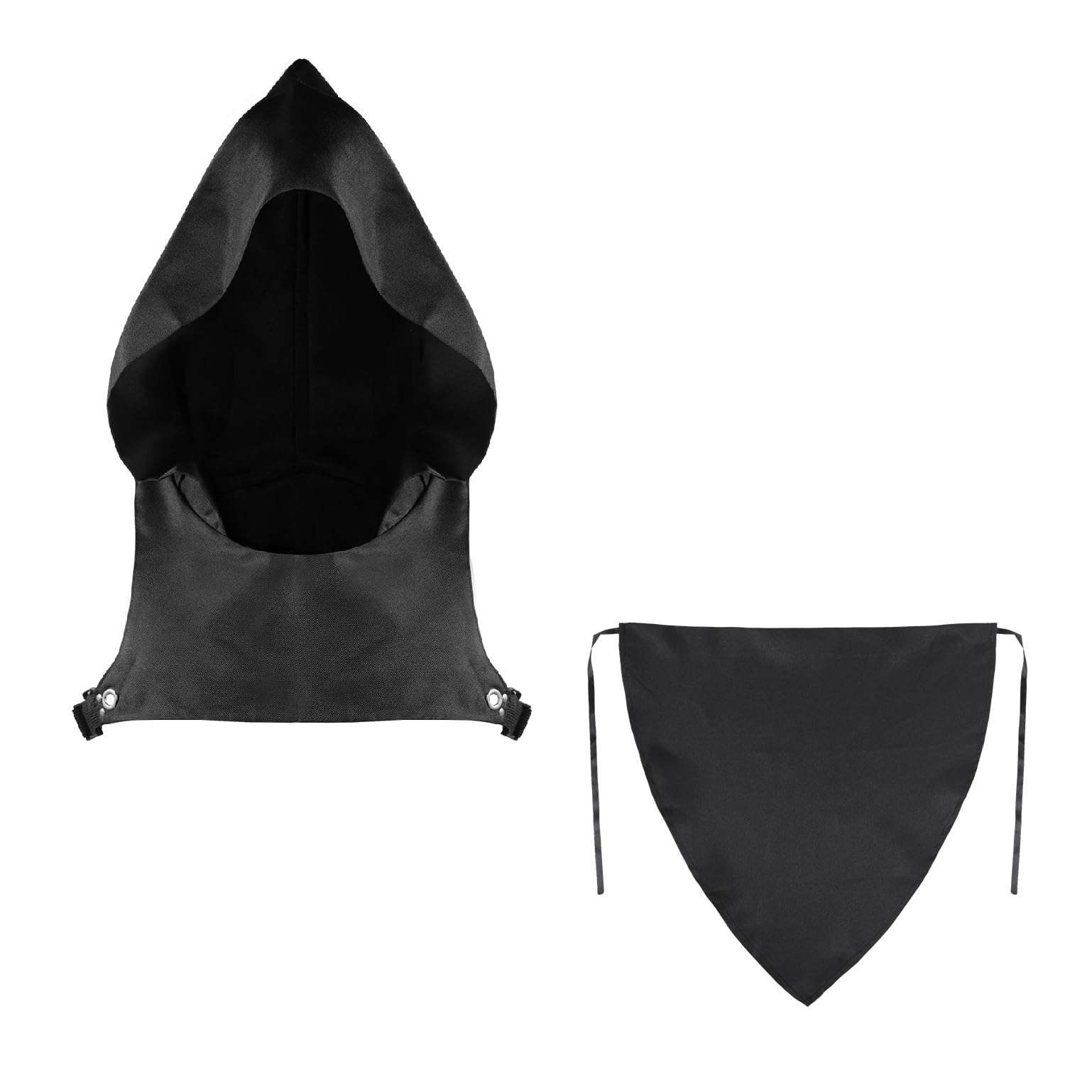 haozaikeji Medieval Cloak Cowl Hat with Scarf Hooded Cape Halloween Grim Reaper Witch Wizard Vampire Hooded Cape Gothic Jedi Robe Monk Cloak Knight Cosplay Party Costume Fancy Dress for LARP - Image 4