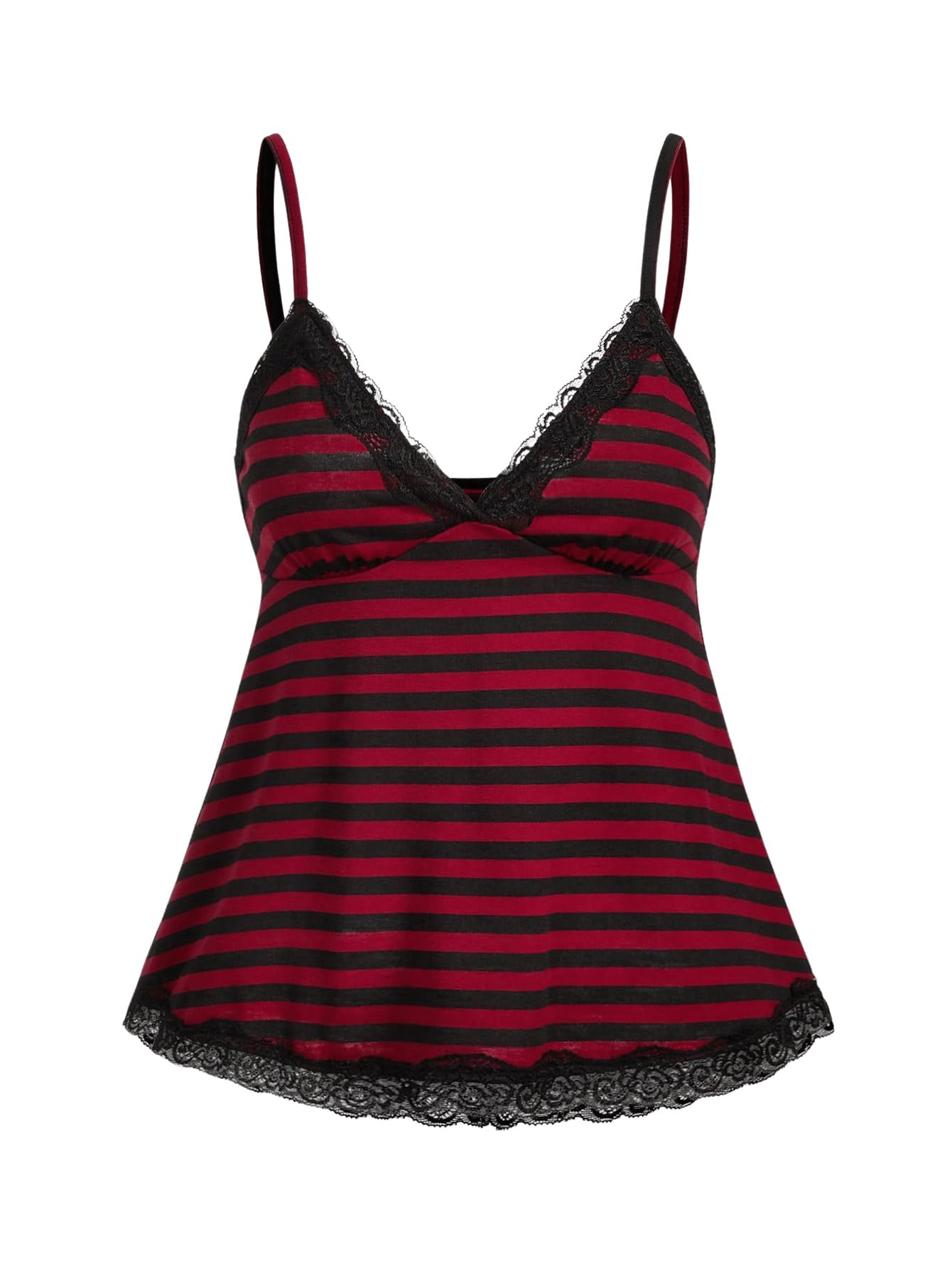 SOLY HUX Womens Y2K Lace Cami V Neck Sleeveless Striped Shirt Spaghetti Strap Camisole Gothic Tops