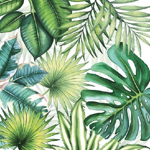 Paper Napkins for Decoupage, 4 Single Lunch Size Paper Napkins, Tropical Leaves