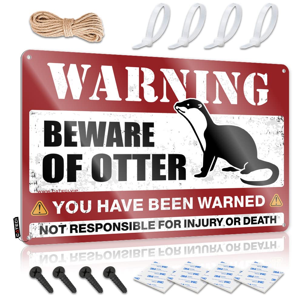 Cave Man Bar Beware Of Cute Otter Tin Sign Outdoor Bar Accessories Decor Bar Signs Vintage(30X40CM)