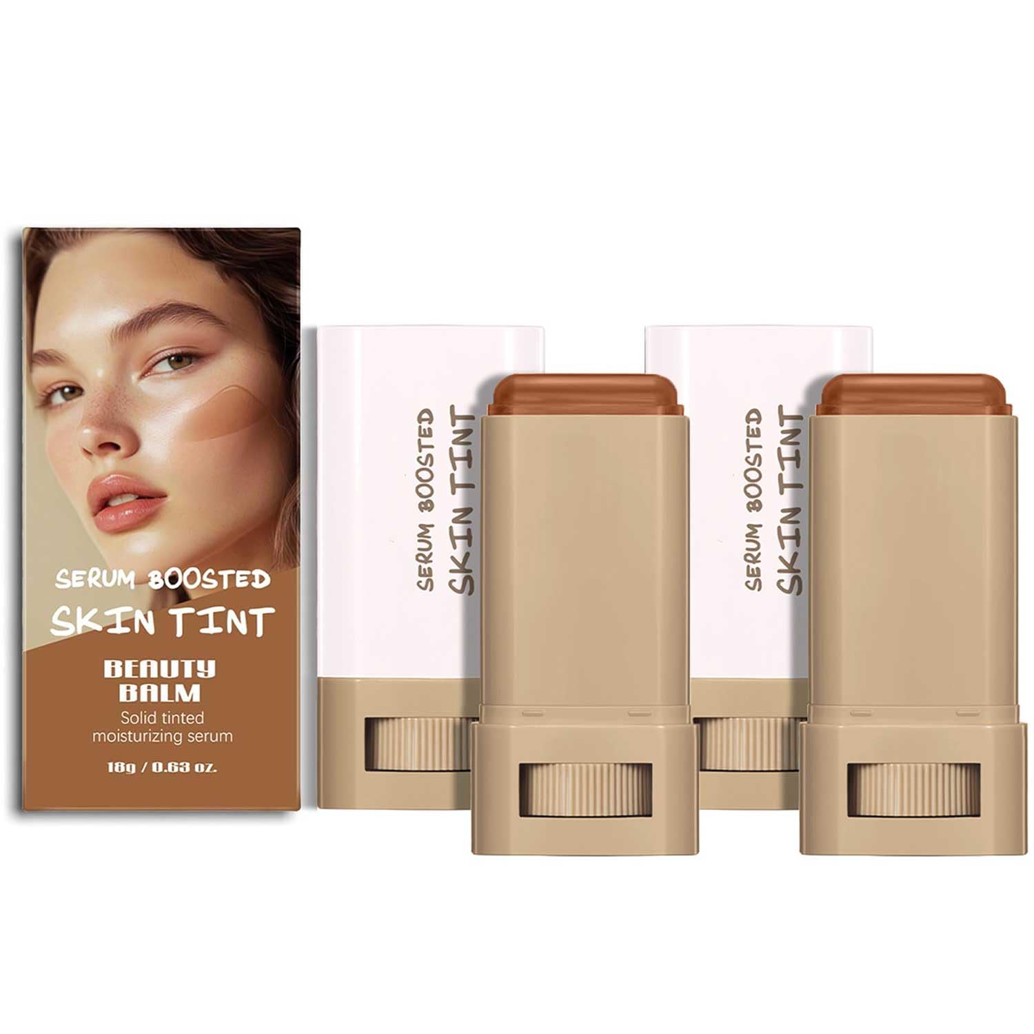 Photo 1 of 2PCS Beauty Balm Serum Boosted Skin Tint Stick – Face Tint Balm Foundation with Serum Benefits, Buildable Hydrating Coverage, Moisturizing Concealer Stick for Glowing Skin & Flawless Finish (3#, 2)