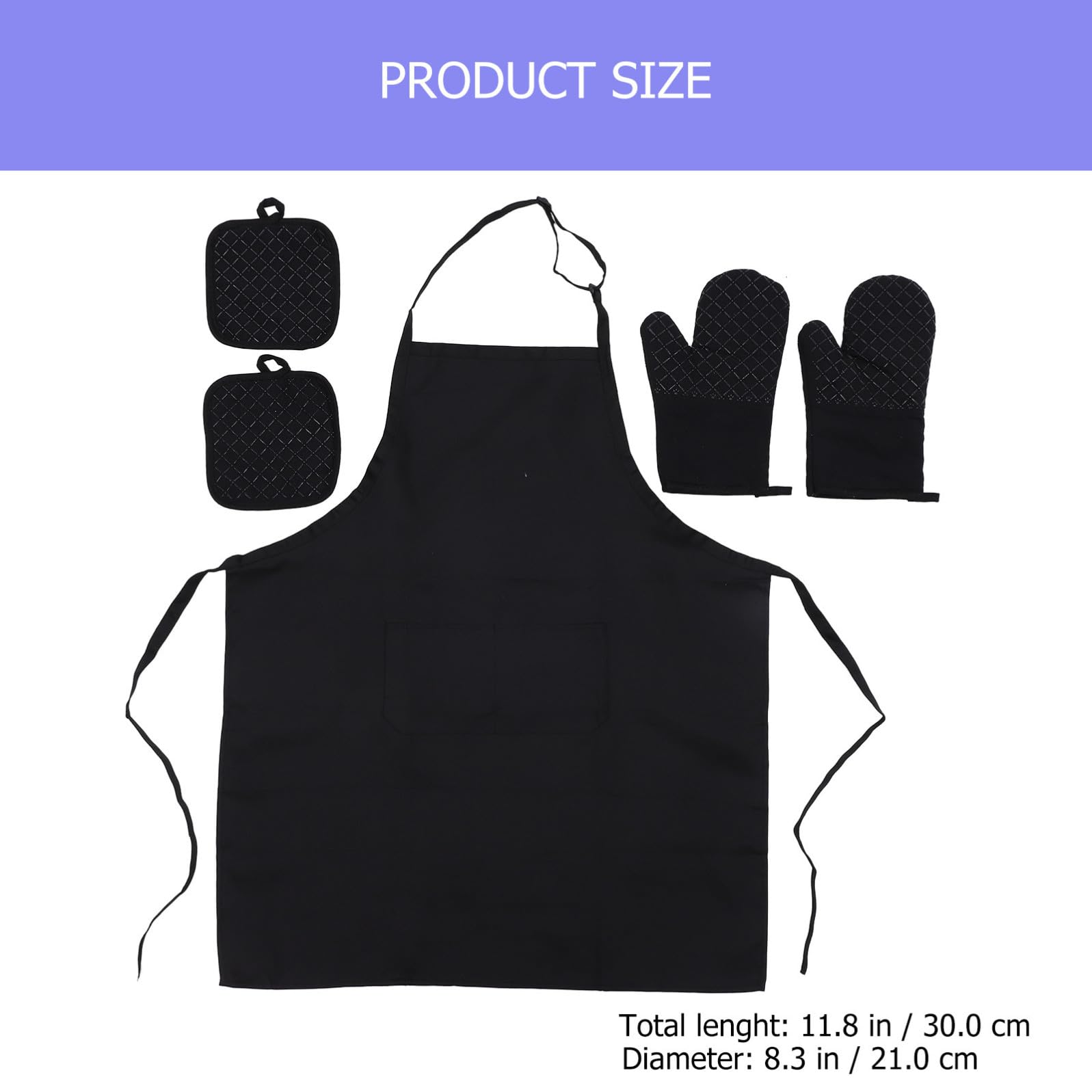 Set da Cucina Presine Antiscivolo 5 Pezzi in Cotone e Silicone Grembiule Regolabile, Guanti da Forno Resistenti al Calore per Cucinare e Cuocere al Forno