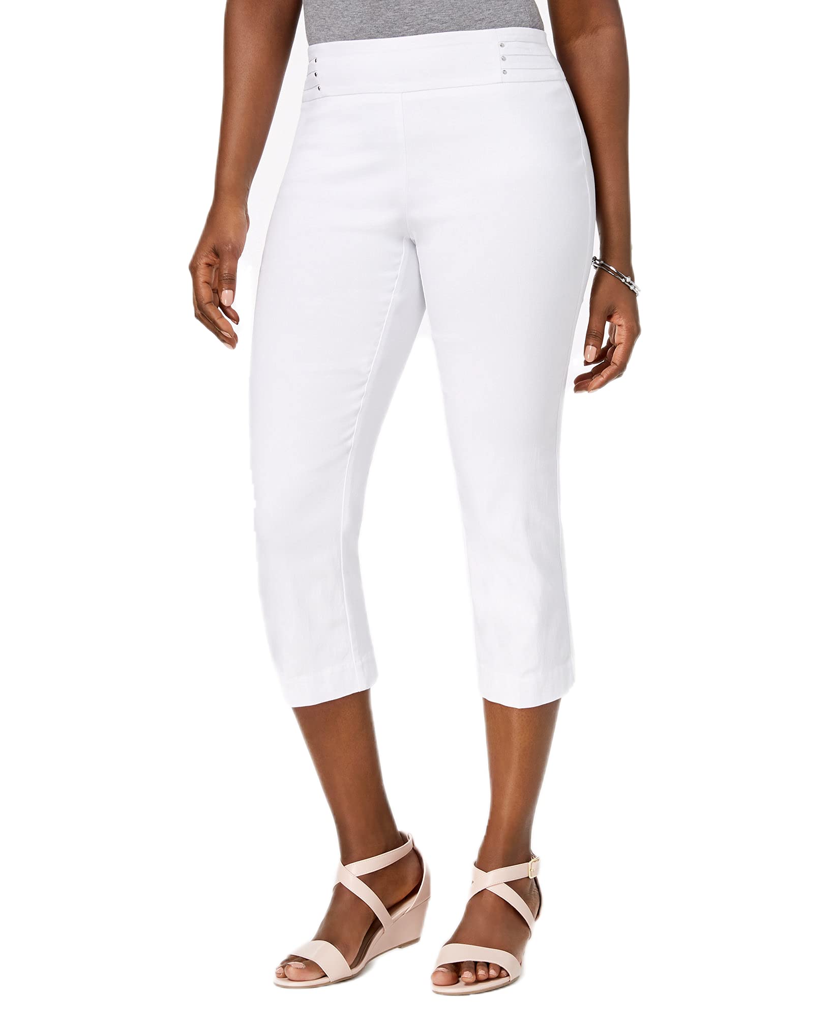 Petite Rivet-Detail Tummy Control Capri Pants