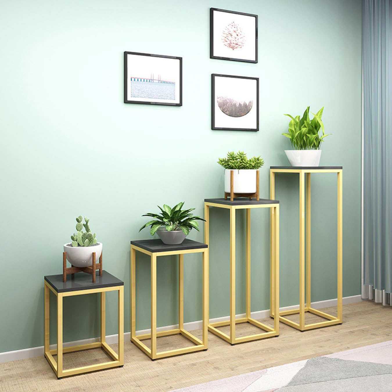 MJKQ9 フラワースタンド プランタースタンド 脚付き 木製 アイアン 25