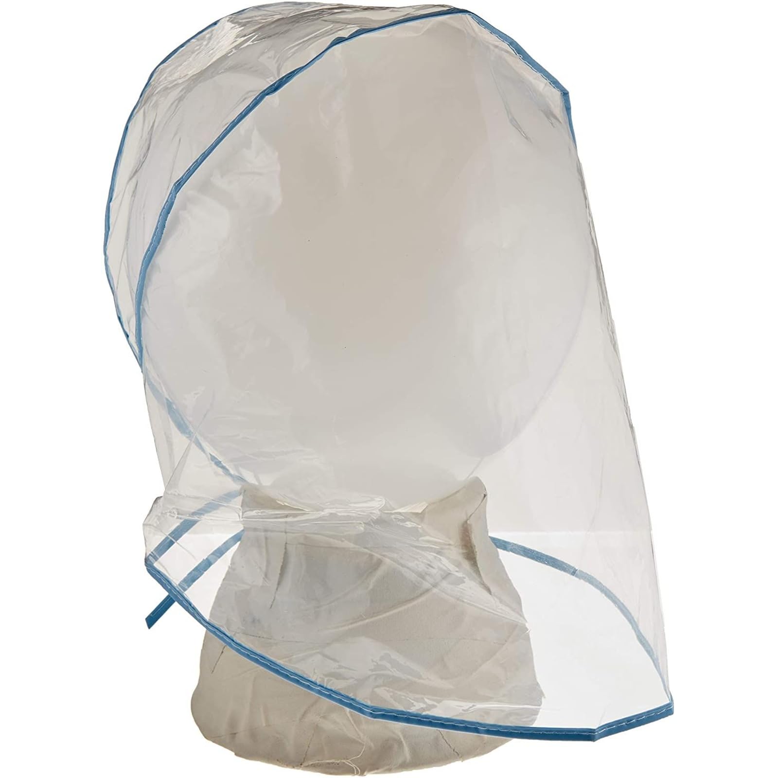 Juvale 12-Pack Clear Waterproof Rain Bonnet Hat with Visor, Transparent with Blue Trim