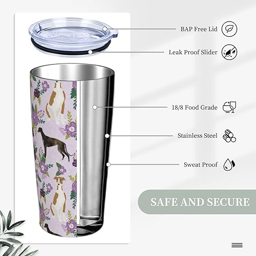 Miniatura 3 de Taza de café con aislamiento al vacío de acero inoxidable con tapa, tazas de agua con diseño floral de 20 onzas para mujeres y hombres