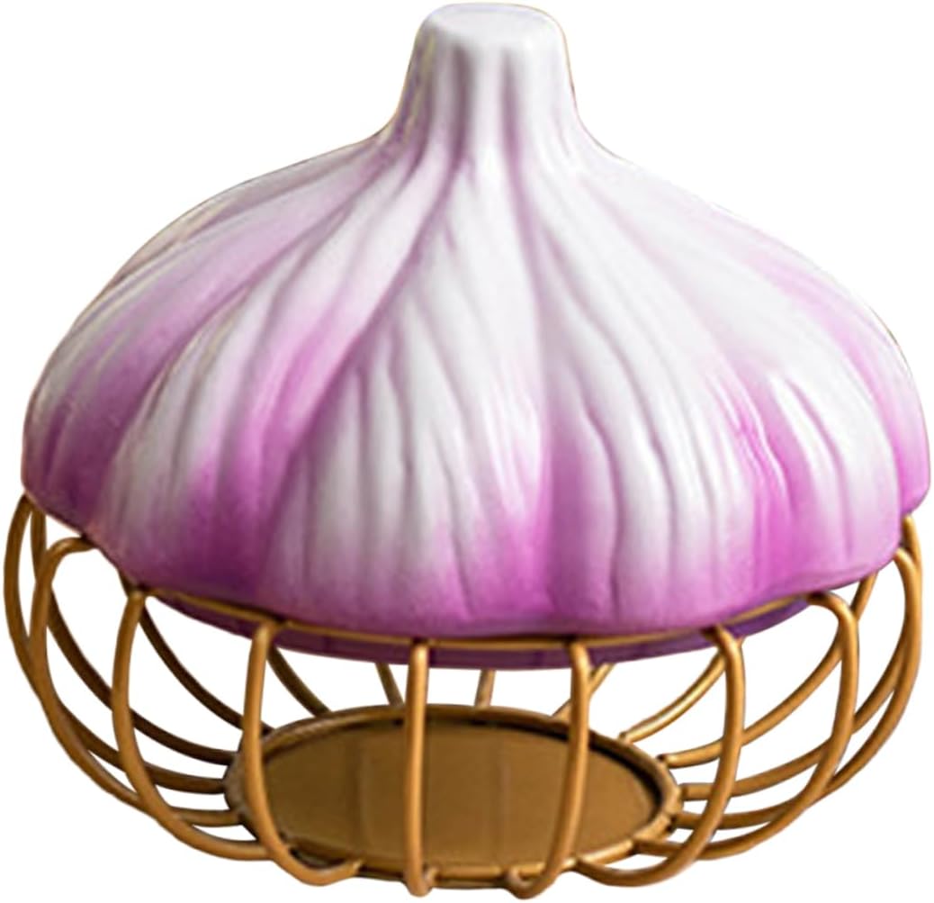 Small Garlic Holder Kitchen Garlic Basket Multi-function Storage Egg Basket Ceramic Lid Tidy Kitchen Easy to Clean
