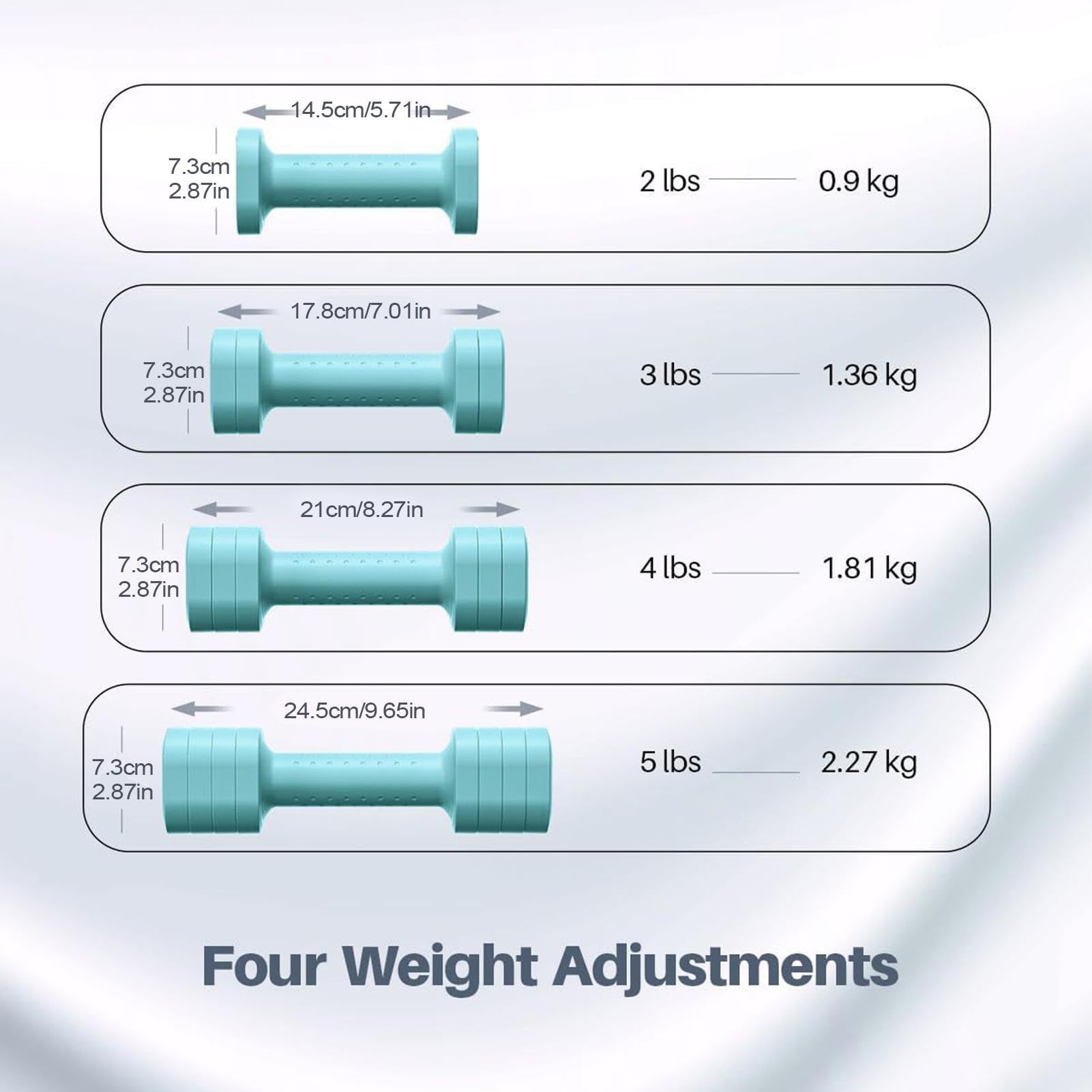 Verstellbare Gewichte für Frauen, 2-teiliges Kurzhantel-Set mit rutschfestem Gummigriff, 4-in-1-Trainingsgerät pro Training, Fitness und Übung zu Hause
