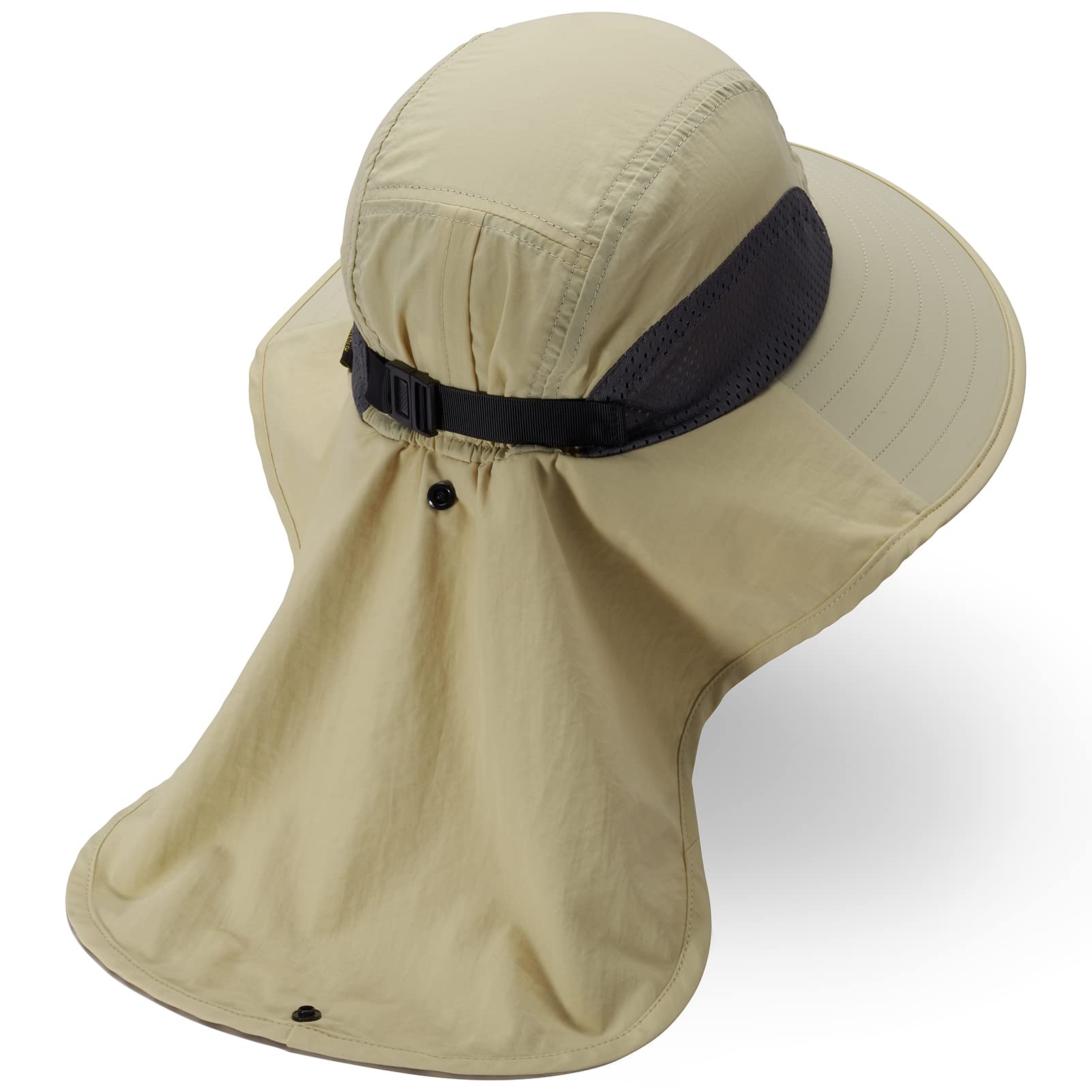 Bassdash Chapeau de Soleil Unisexe Femmes Chapeau de Soleil UPF 50+ Large Bord avec Grande Protection de la Nuque - Queue de Cheval - pour Homme et Femme