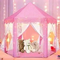 Cabana, Barraca,Tenda, Casinha Castelo Grande,Casinha Brinquedo, Barraca Rosa, Fácil de Montar, Casinha de Brinquedo, 140 * 140 * 135cm, Comporta de 3 a 4