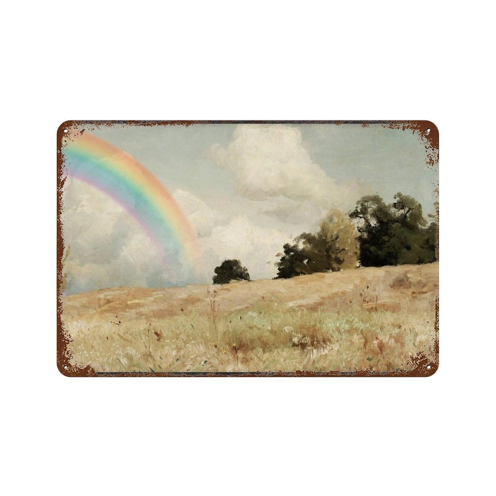 xiaoxiaoshen Rainbow Landscape by William Hart Wall Decor Art Metal Tin Poster Modern Home Decor Art Home Bar Shop Decorations Vintage Sign 20x30cm
