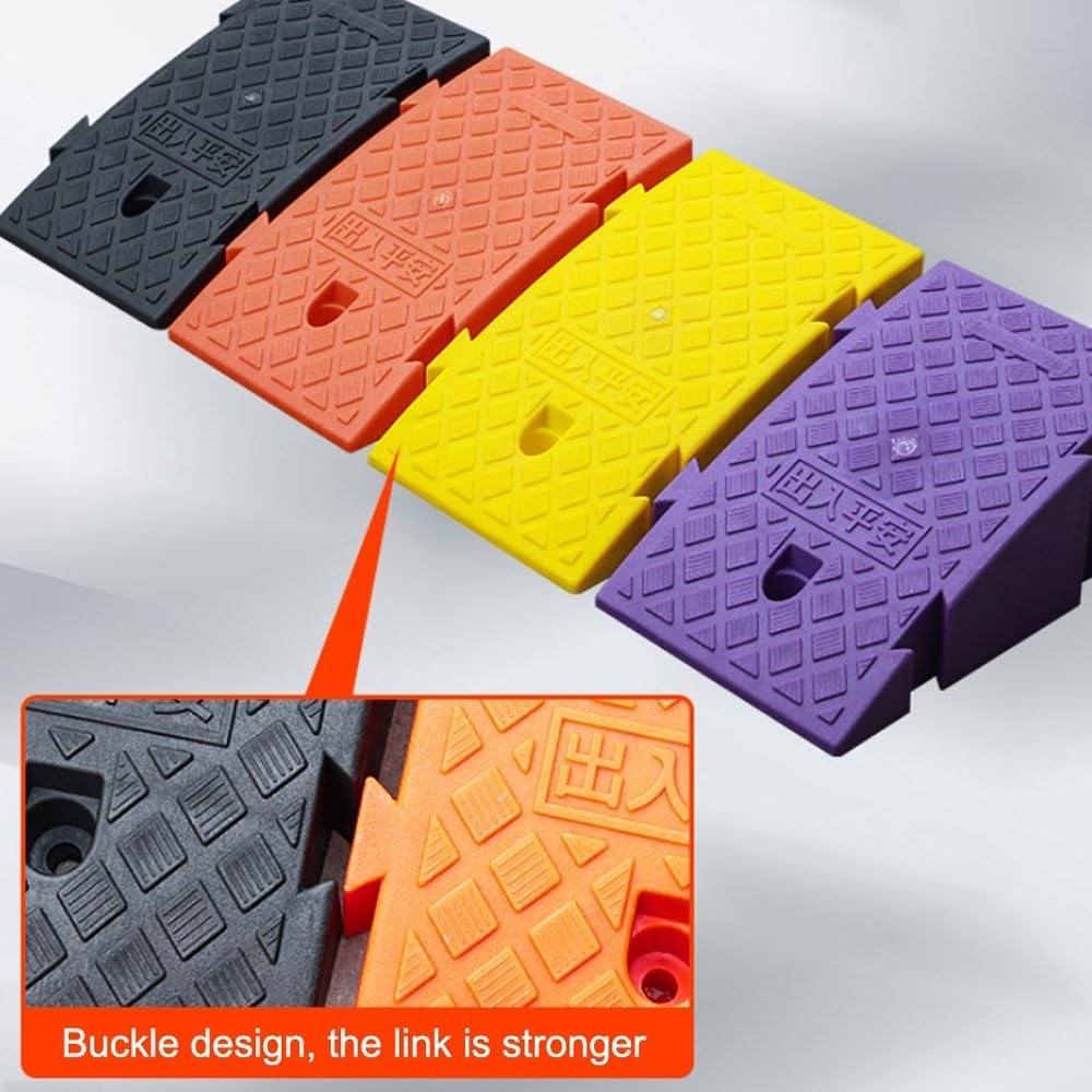 40/45cm Hauteur, Rampe De Bordure en Caoutchouc, Rampes De Trottoir Portable Rampe D'entrée Antidérapante pour Fauteuil Roulant, Voiture, Chariot(Purple,7.5" Rise-45x25x19cm)