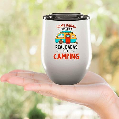 Miniatura 5 de Funny Gift Humorous Gift For Grandma Mom, A Mother's Day Present For Family - Bingo Real Dadas Go Camping 12oz Wine Tumbler Cup